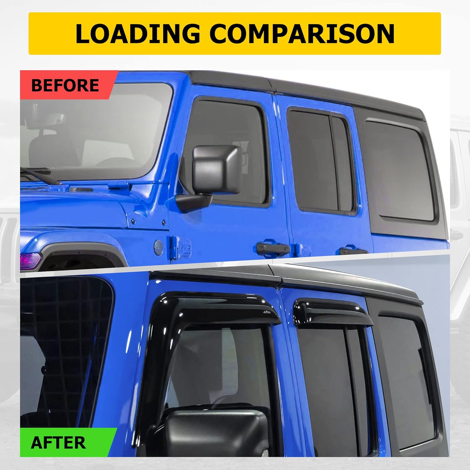 AUXMART Window Rain Guards for Jeep Wrangler JL/Gladiator JT 2018 2019 2020 2021 4-Door, in-Channel Side Window Deflectors Window Vent Visors (Not for JK, 4-Piece)