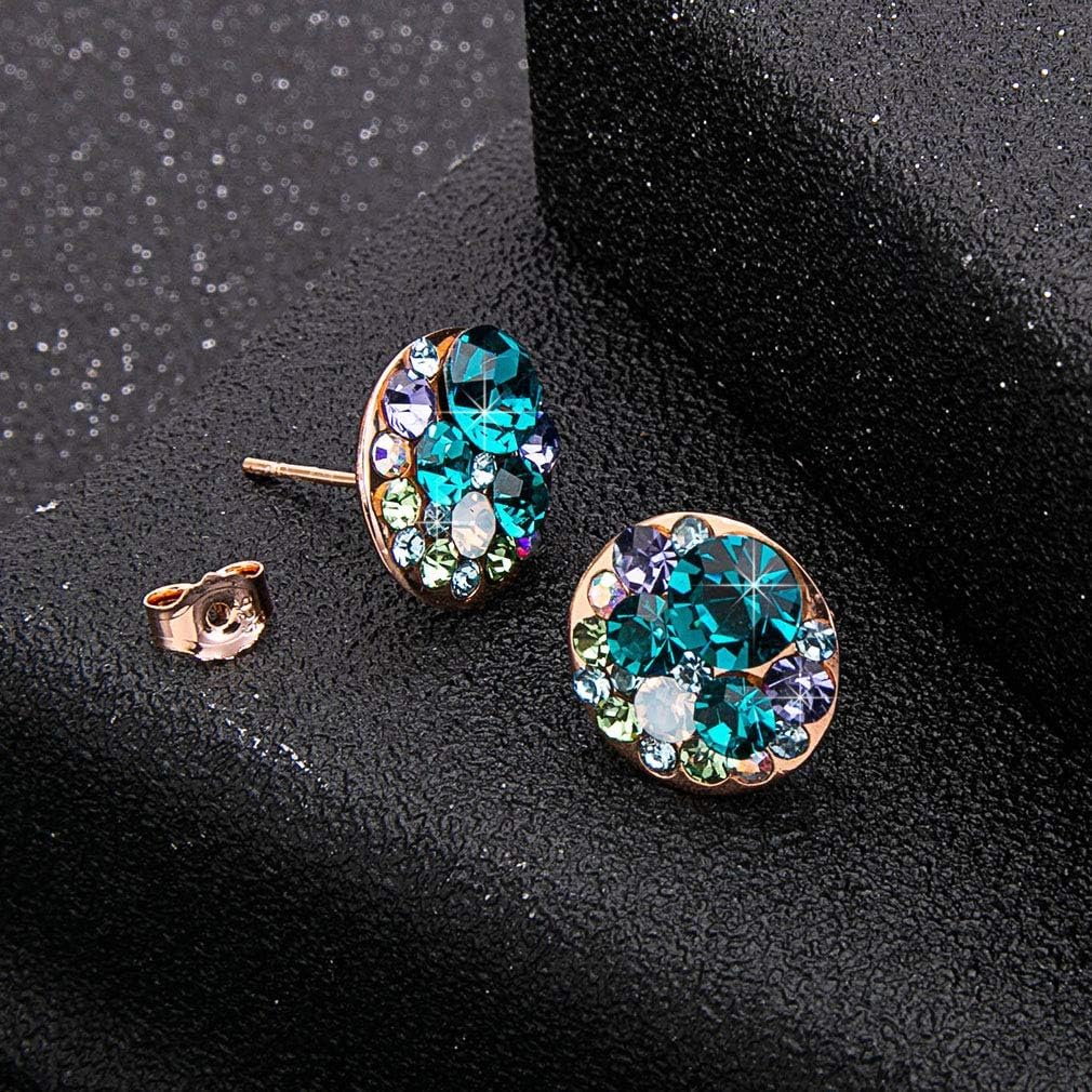 Multicolored Austrian Crystal Rhinestone Stud Earrings for Women Fashion S925 Sterling Silver Hypoallergenic Jewelry - Image 3