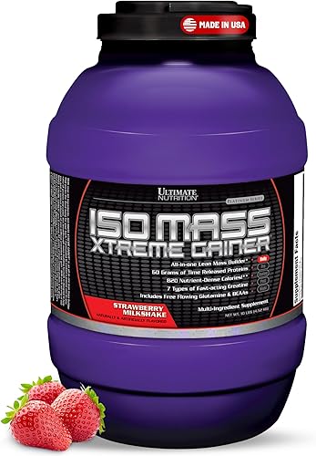 Miniatura 24 de Ultimate Nutrition ISO Mass Xtreme Gainer, polvo de proteína para ganar peso con creatina, 2.16 onzas de proteína, proteína aislada de suero en