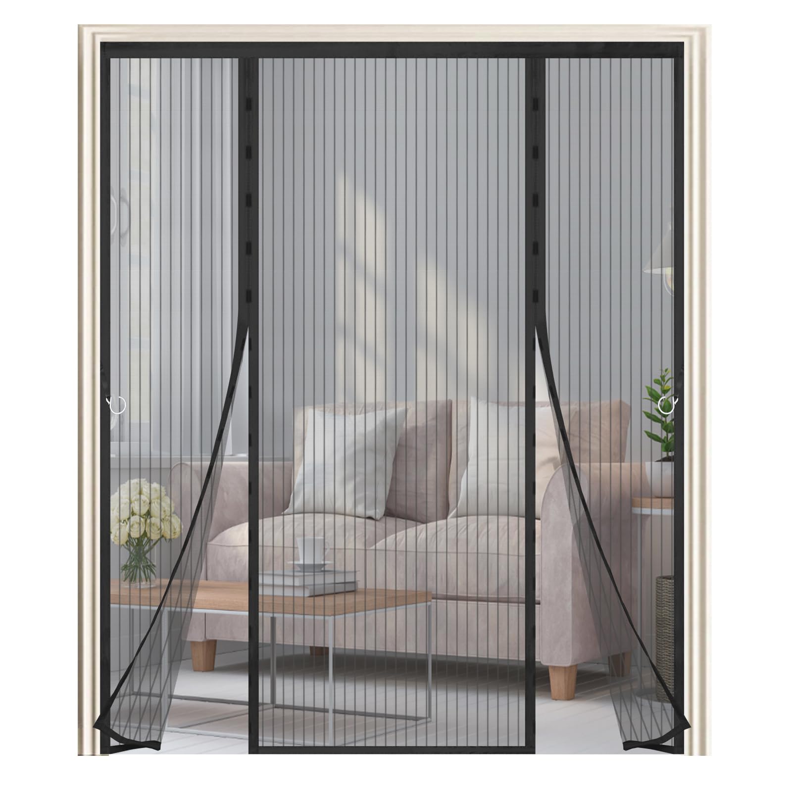 Moustiquaire magnétique 185x220 pour porte de terrasse et balcon noir