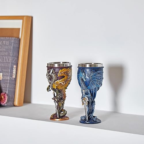 Miniatura 6 de Cáliz de Dragón Azul de Acero Inoxidable Dungeons and Dragons Regalo Cáliz Copa de Vino 7 oz. (Dragón Espada Azul)