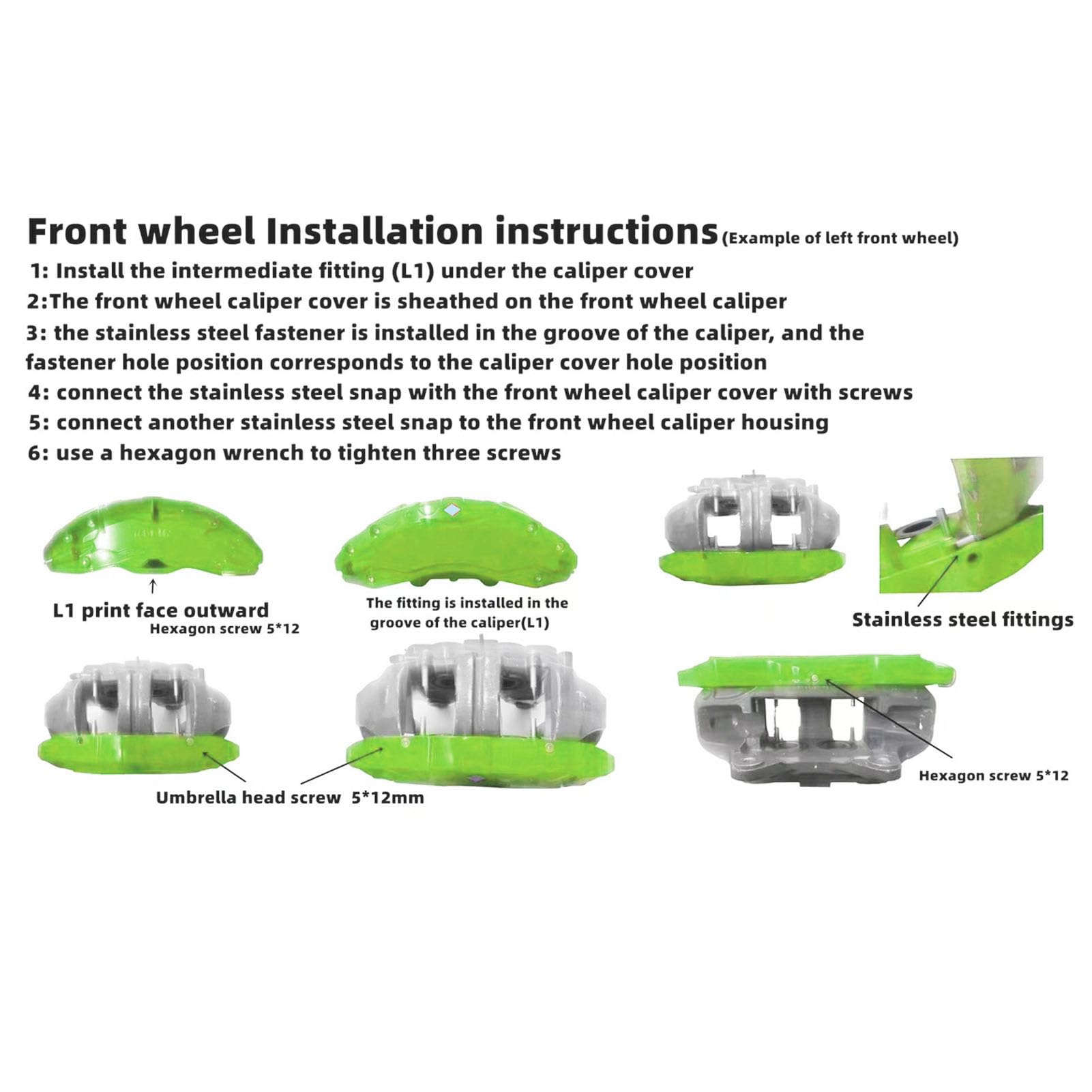 Copri Pinze Freni Auto, Lega di Alluminio Coperture Per Pinza Freno Coperchio Pinza Freno Installazione Semplice per Ruota Modello Y 19 da 20 Pollici (GREEN)