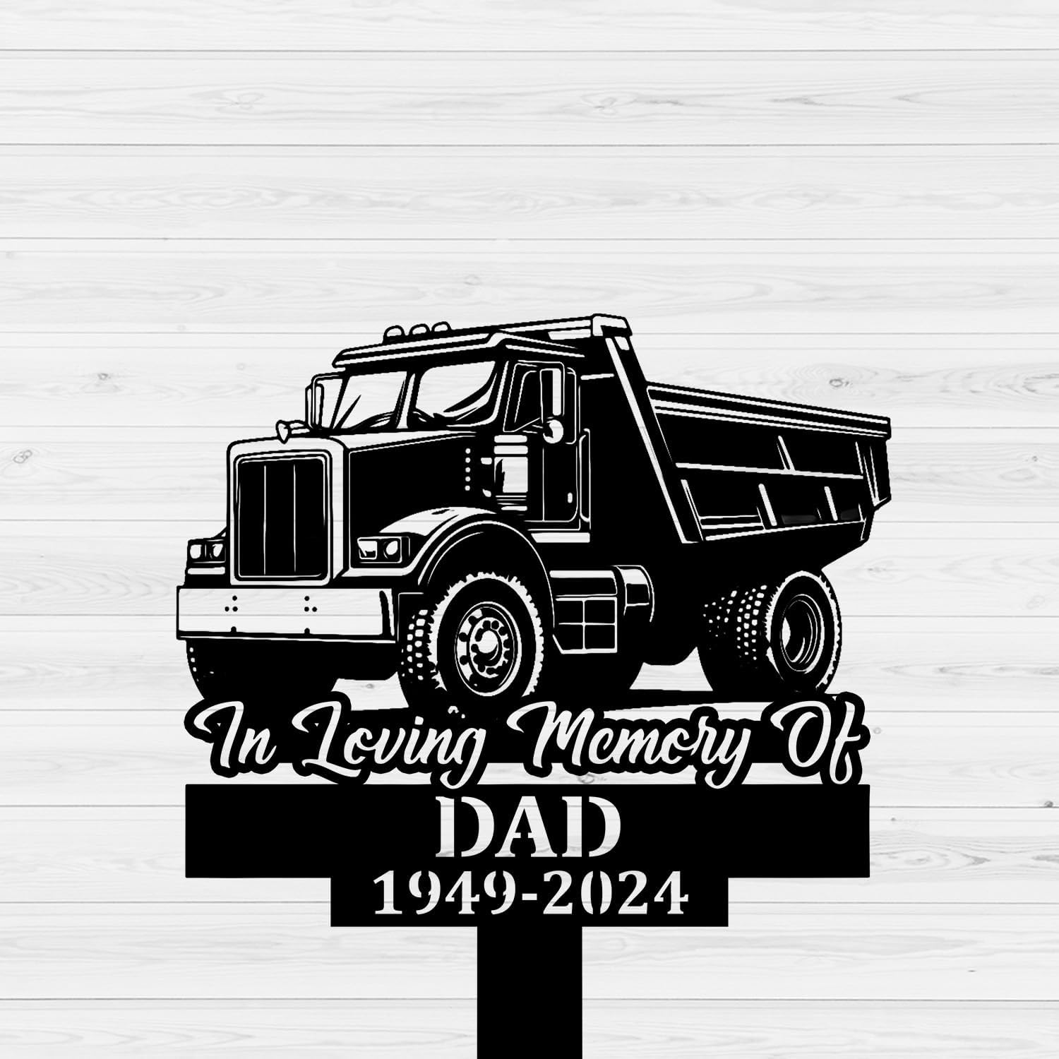 Personalized Truck Driver Grave Marker – Custom Semi Truck Memorial Garden Stake, Trucker Remembrance Gift, Loss of Loved One, Cemetery Decoration (Semi Truck)