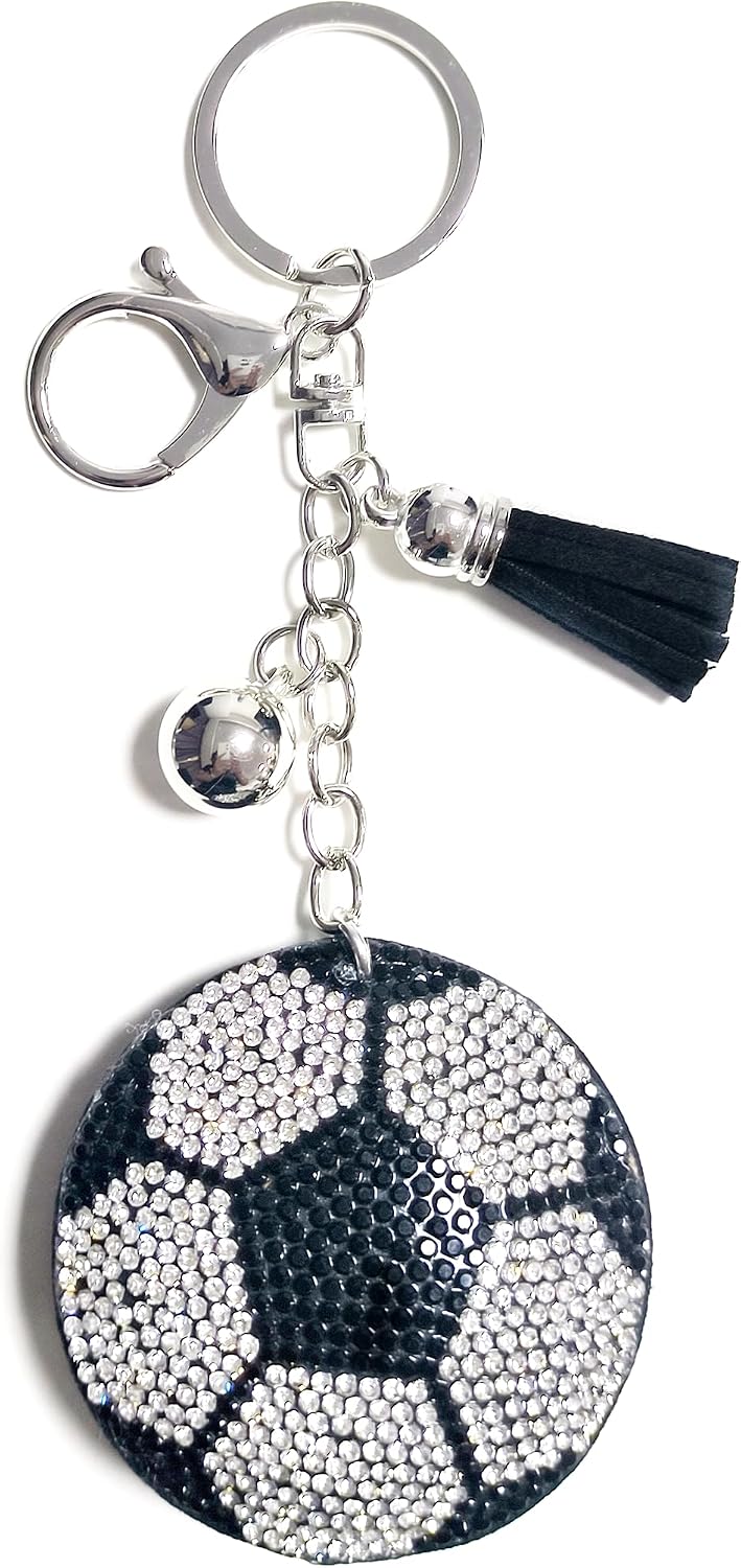 Rhinestone Baseball Keychain for Women and Men,Bling Sport Ball Keyring Keychains image 3