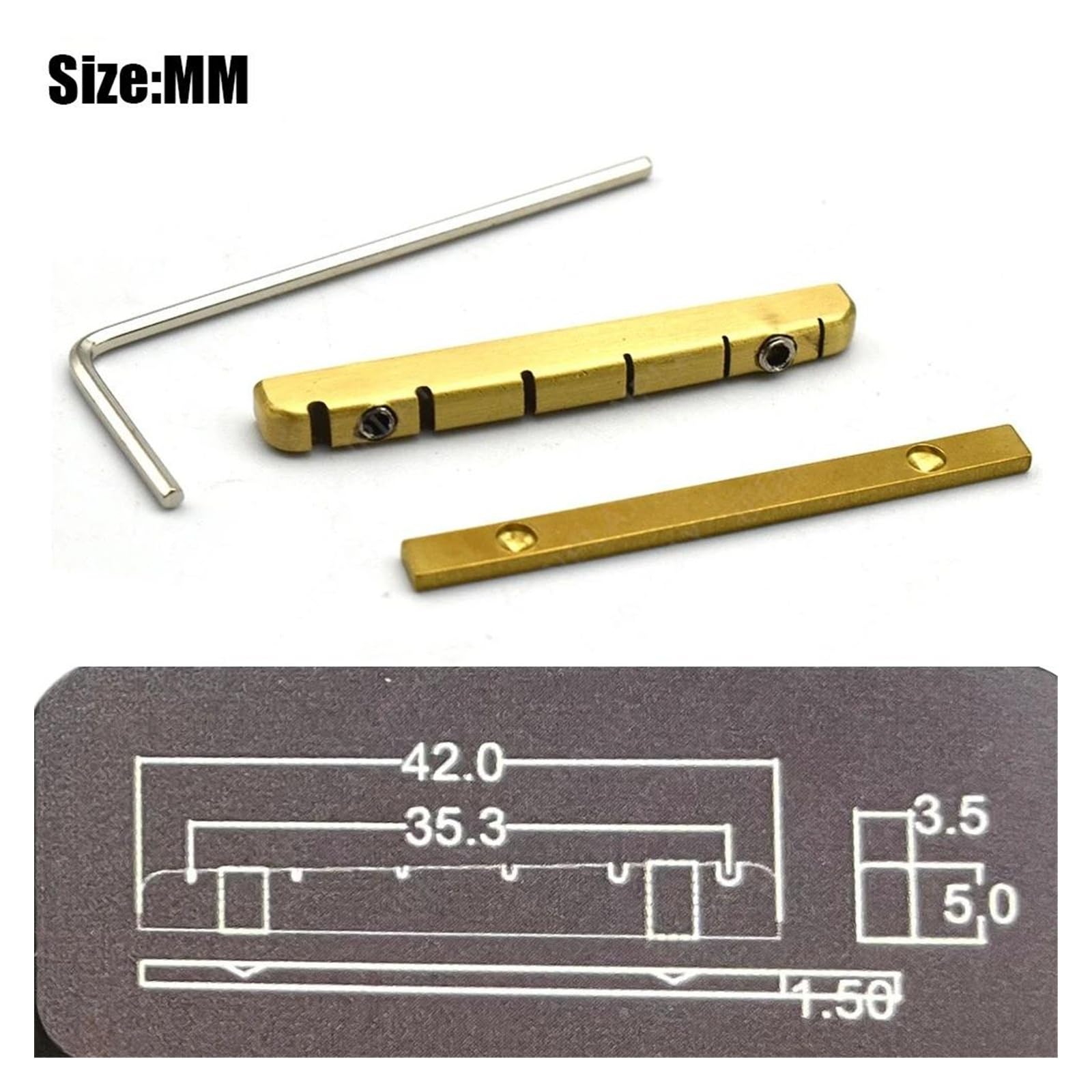 10 sztuk mosiężnych nakrętek mostka gitary elektrycznej basowej części zamienne 42MM