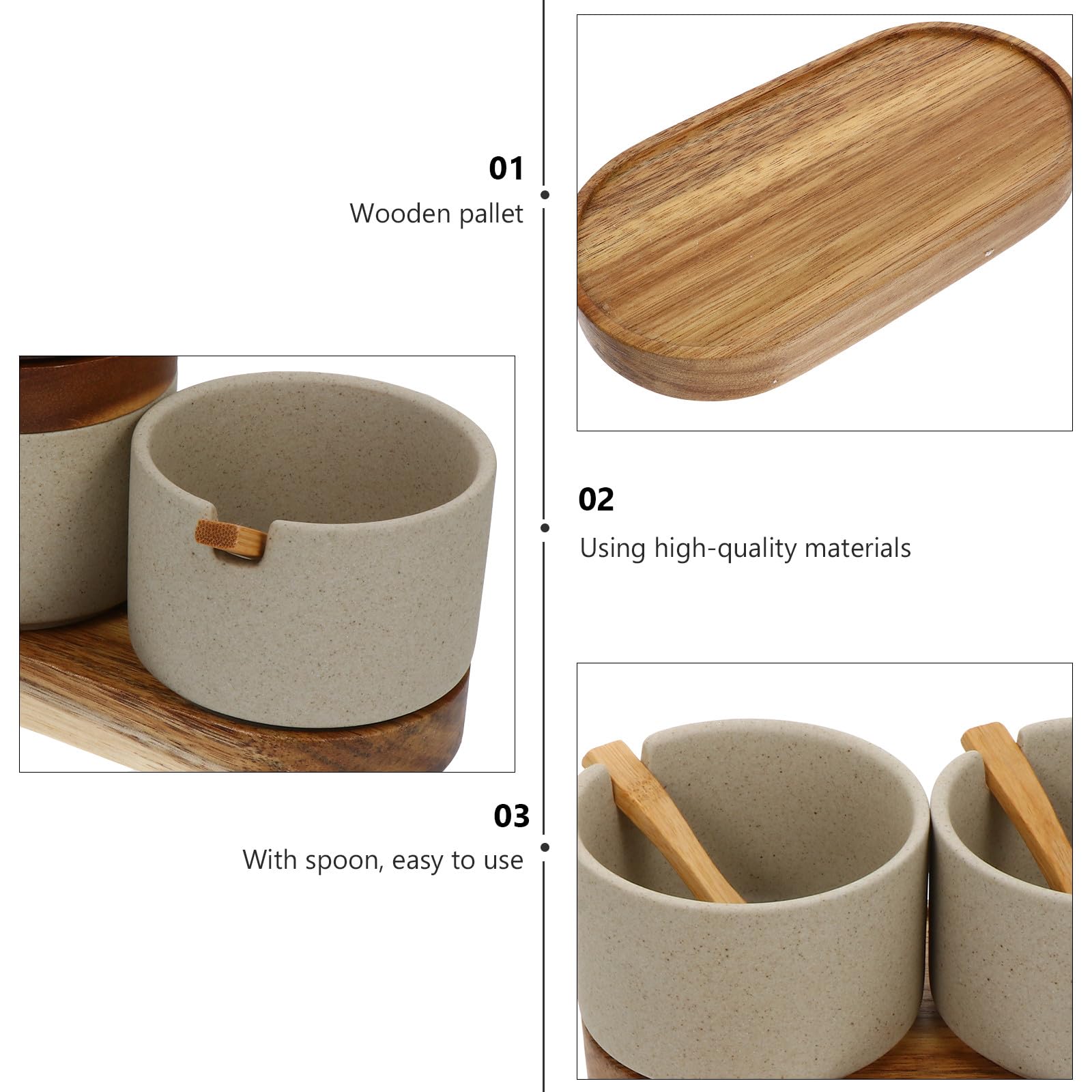 DOITOOL Tarros de Condimentos de Cerámica con Tapa y Cuchara para Cocina, Diseño Simple y Elegante, Ideales para Almacenar Especias y Condimentos Hogar