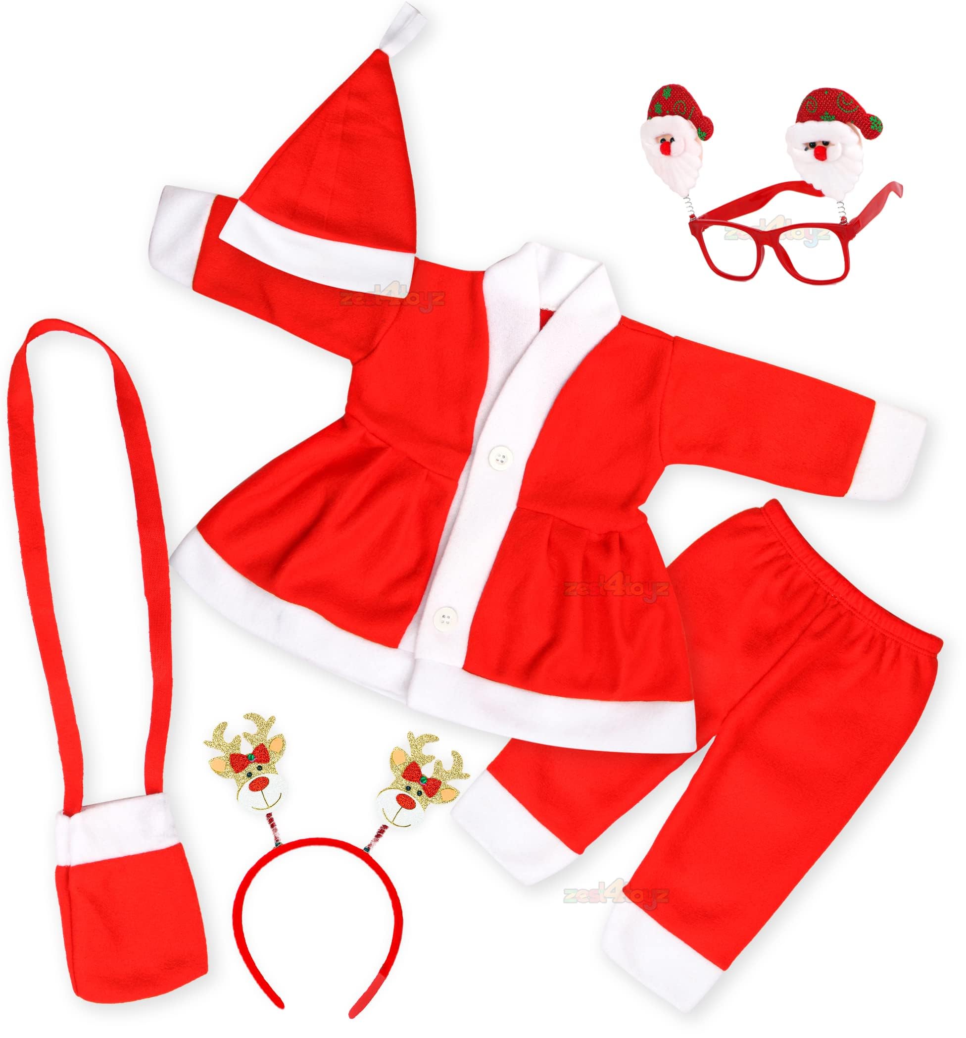 Zest 4 Toyz Santa Claus Dress for Kids Christmas Dress for Girls with Frock Lower Cap Hairband Goggle and Pouch Santa Dress for Girls - Age 2 to 3 Years Old (B0BPXW6VDH) Amazon Price History, Amazon Price Tracker