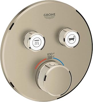 GROHE 29137EN0 Grohtherm SmartControl Dual-Function Shower Thermostatic Valve Trim Kit, Brushed Nickel Infinity Finish