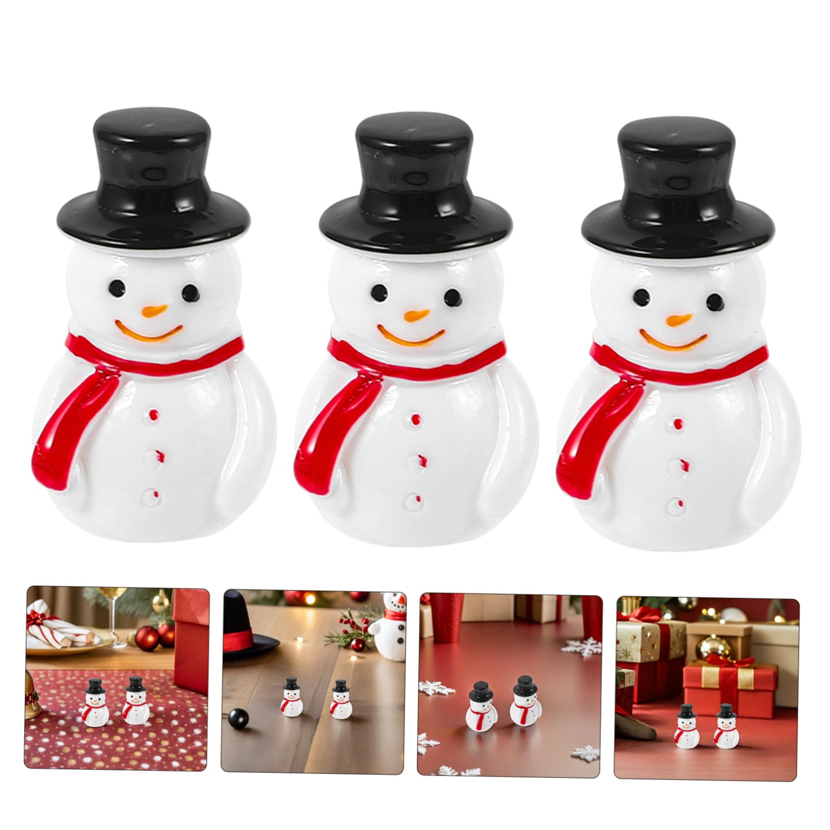 TOYANDONA 100piezas Decoración de Mini Muñeco de Nieve Figura de Muñeco de Miniatura Adorno de Resina para Casa de Muñecas para Jardines de Hadas y Manualidades de Navidad