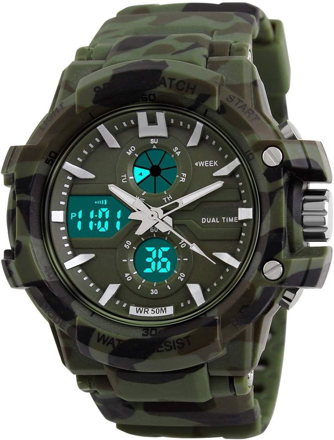 Glamary Analogue-Digital Boys' Watch (Green Dial Green Colored Strap)
