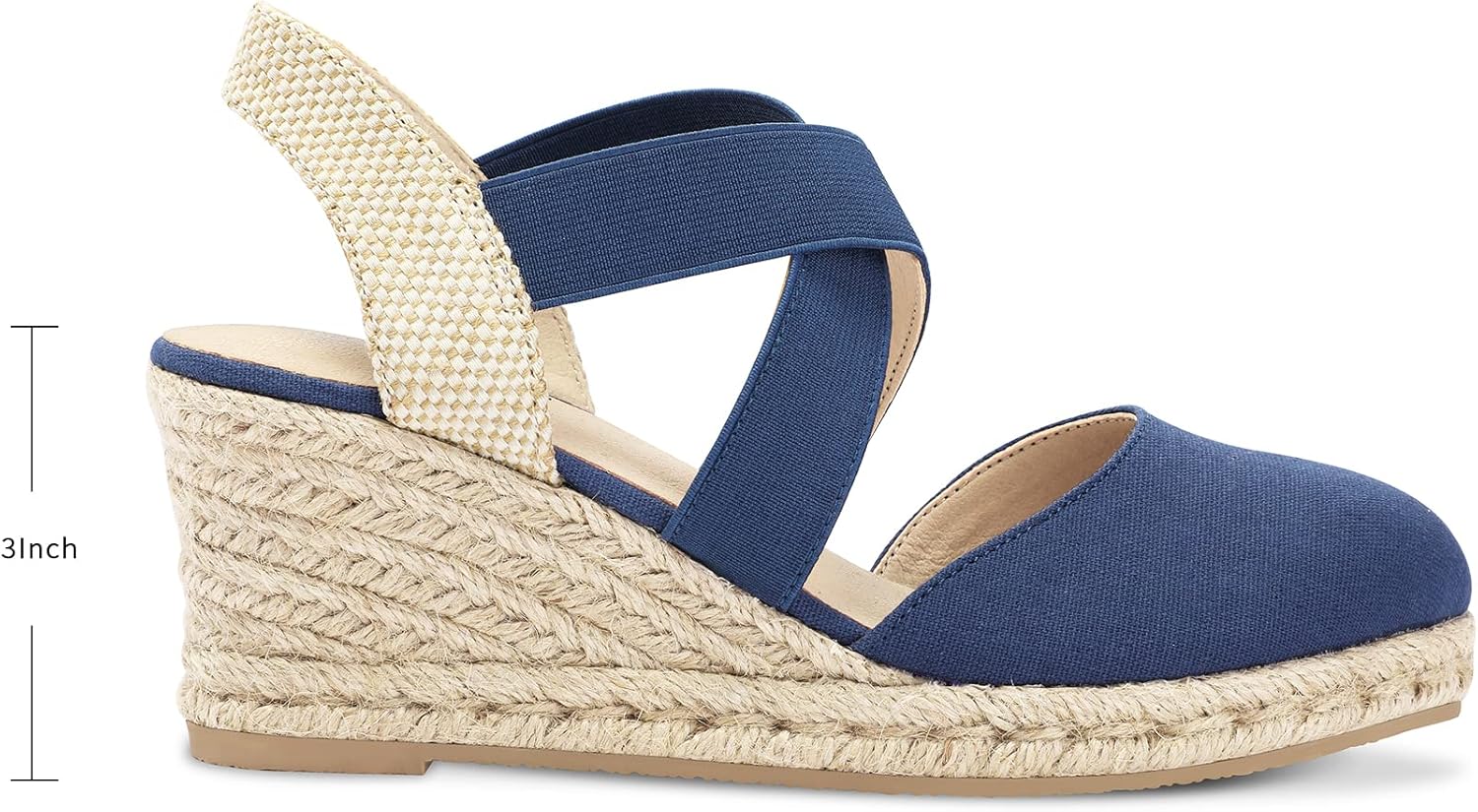 mysoft Women's Closed Toe Crisscross Elastic Ankle Strap Platform Espadrille Wedge Sandals - Image 4
