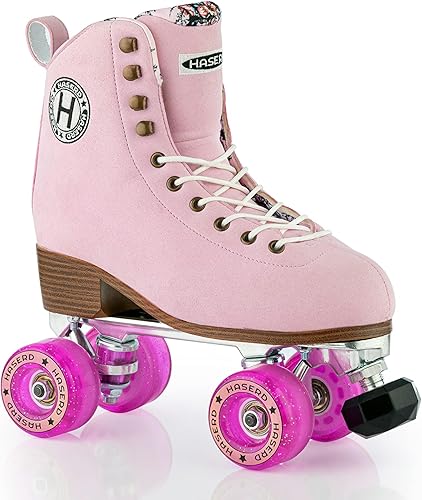 HASERD Patines para mujeres y niñas, patines para pista, patinaje artístico y rítmico, para interiores y exteriores, zapatos clásicos de doble fila