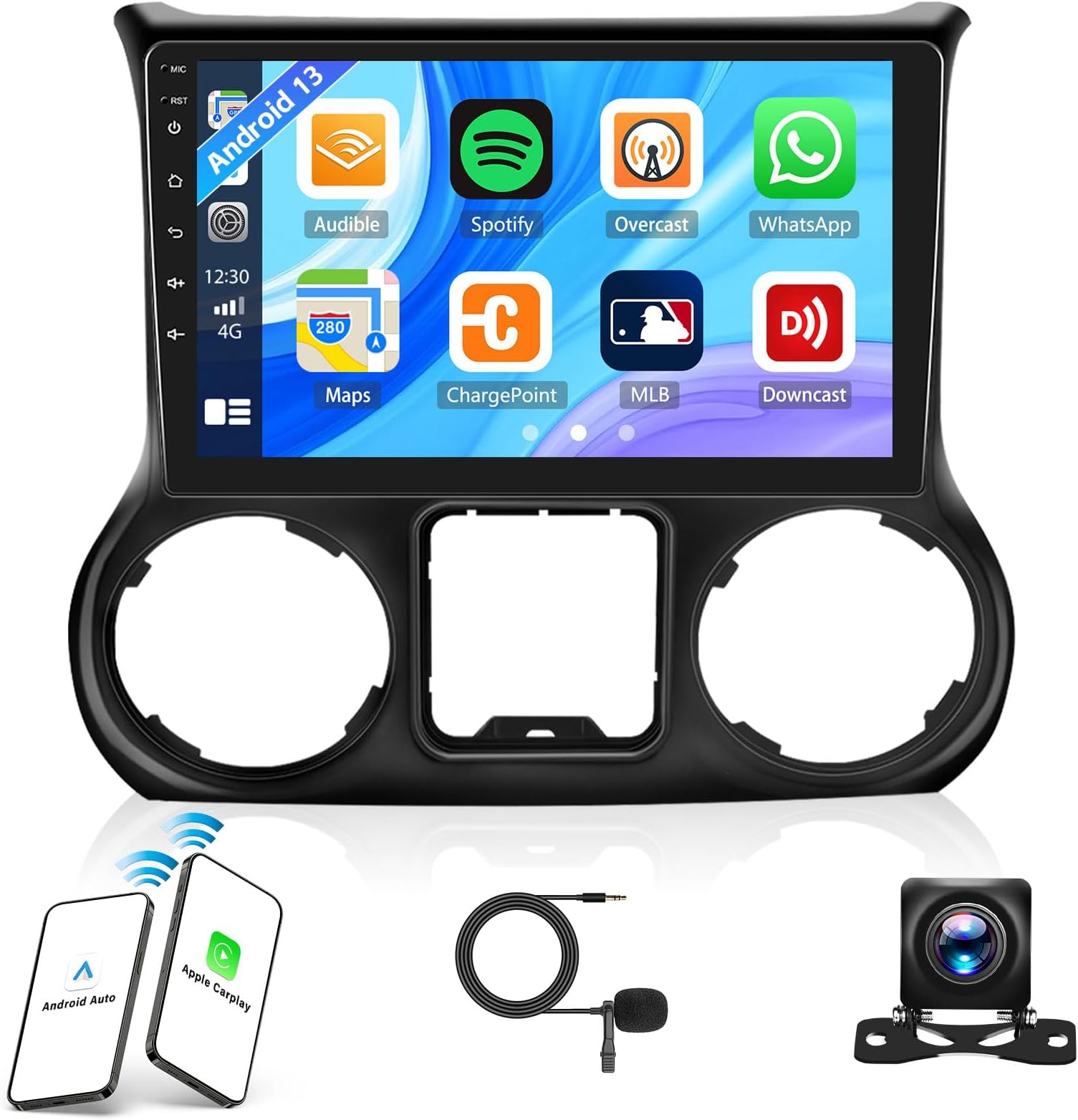 Android 13 Car Stereo for Jeep Wrangler 2011-2014 with Wireless Apple ...