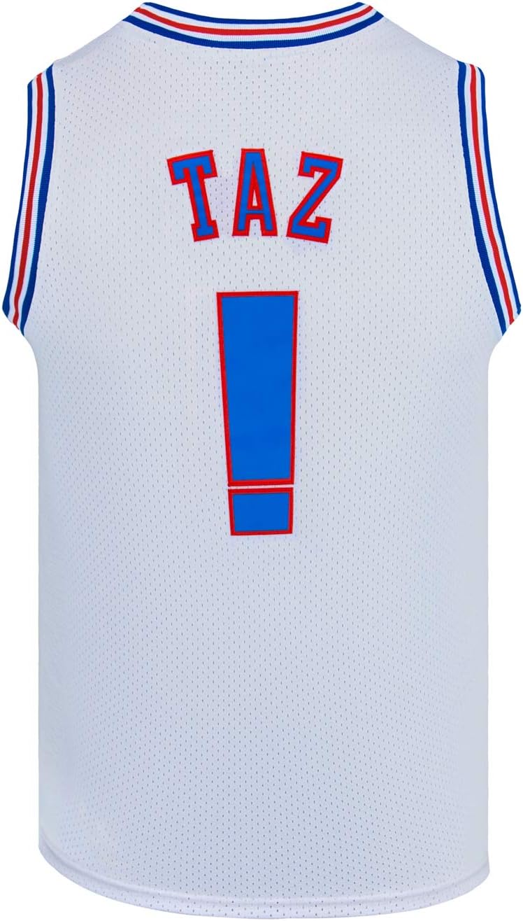 Youth Basketball Jersey Taz Space Movie Jersey Kids Sport Shirts White/Black