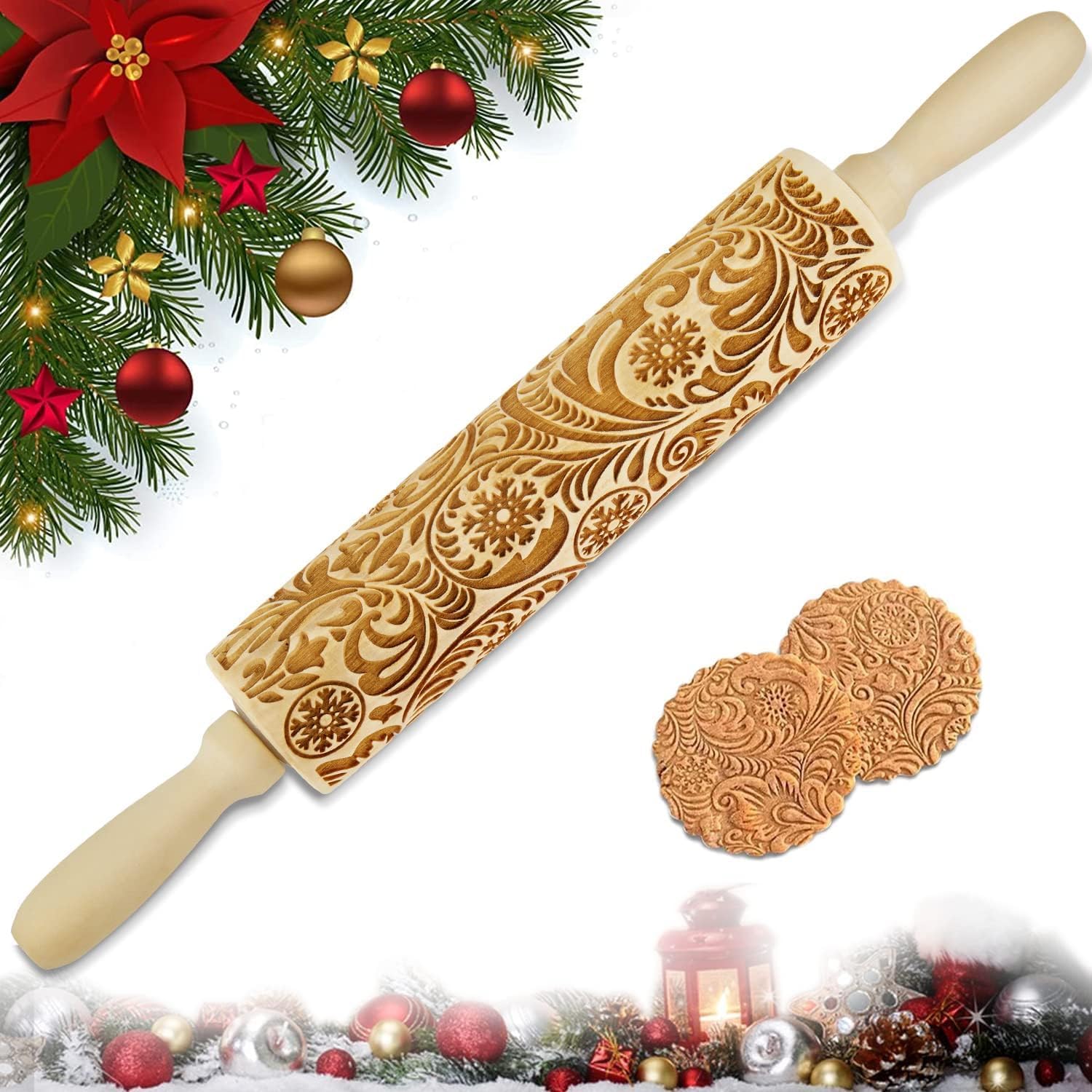 Achat Rouleau à pâtisserie gaué à motif tourbillon de Noël festif en gros