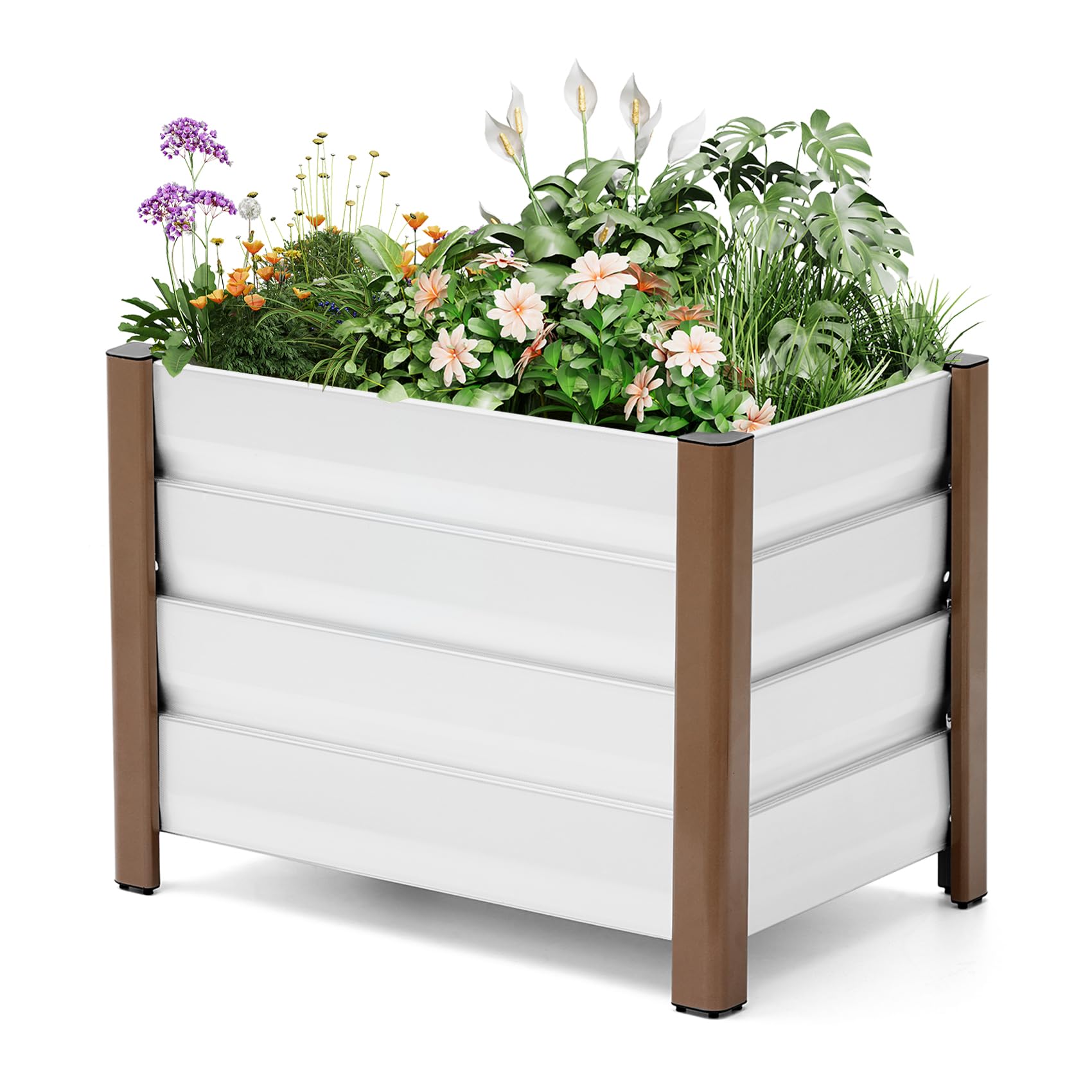 Garvee 60x40x45cm Aluminium Planter Box, Raised Garden Bed with Drainage