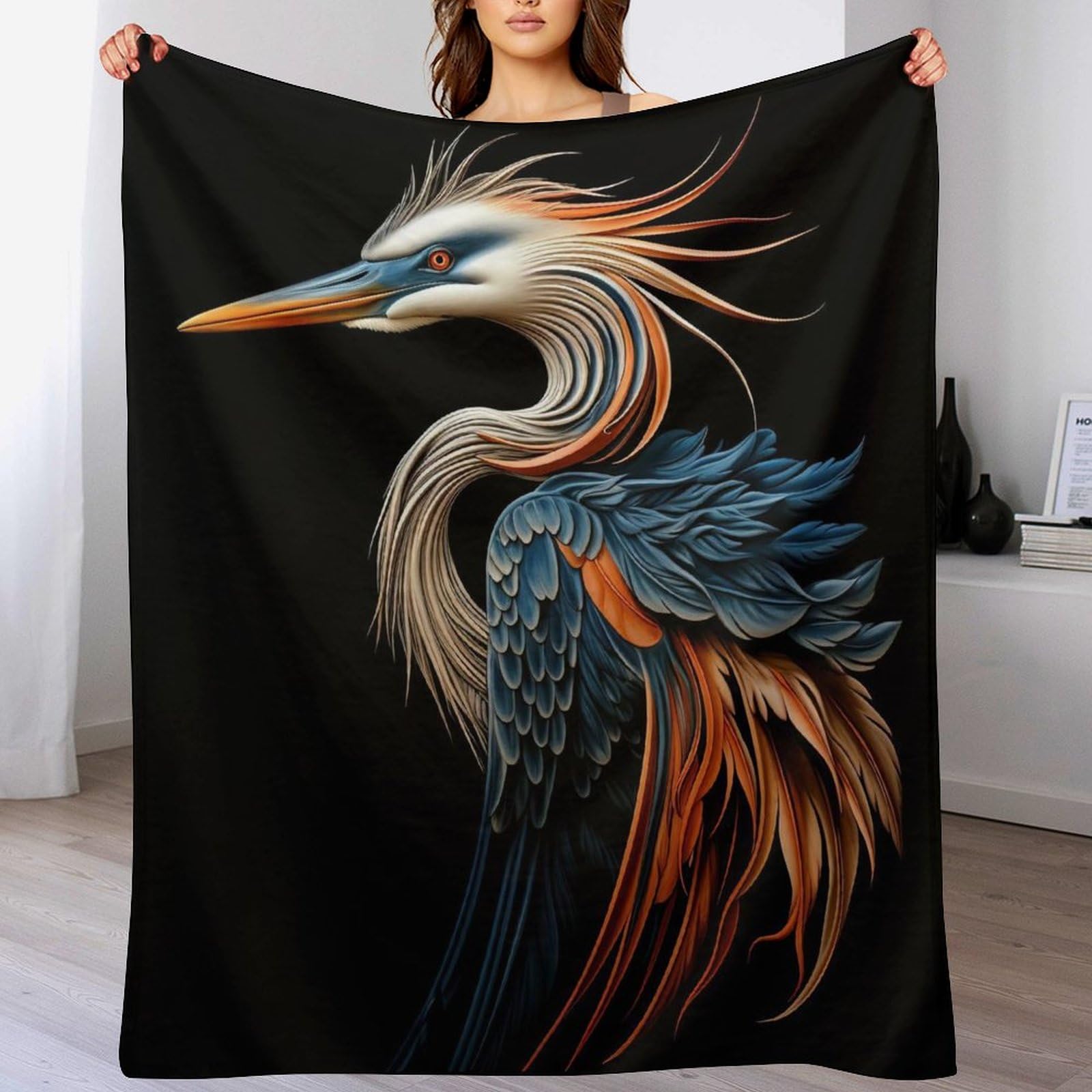 Couverture polaire de flannel grue 180x200cm pour linge de lit doux
