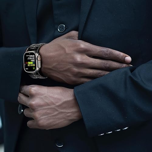 Miniatura 6 de KULUZE Correa para Apple Watch, correa de metal de titanio de 4945441.654 in para Apple Watch Ultra 2Series 98765SE, banda más ancha para hombres