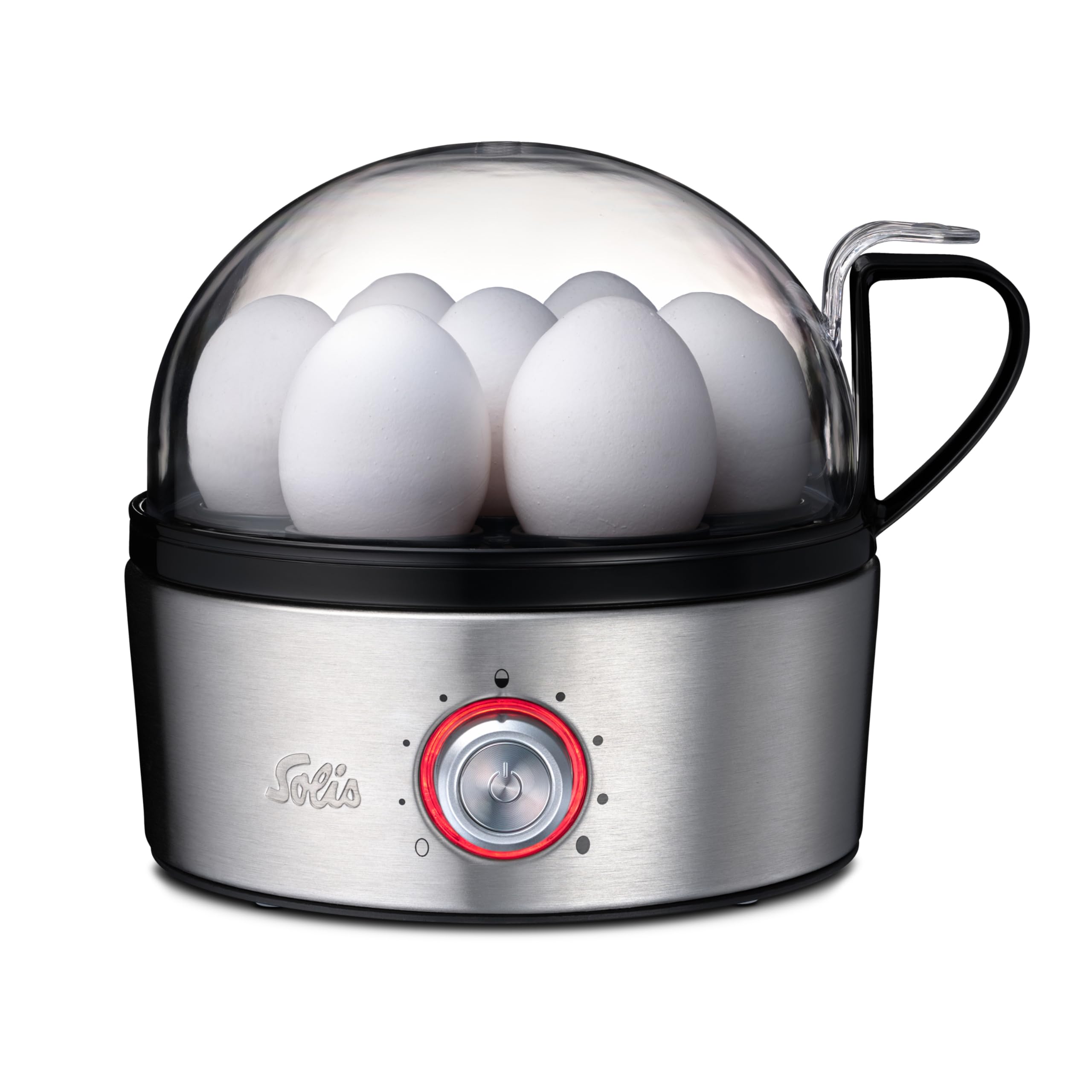Solis Egg Boiler & More 8272 – Multifunktionaler Eierkocher & Dampfgarer aus Edelstahl, für bis zu 7 Eier, Härtegradeinstellung, LED-Kontrolle, akustisches Signal, sicher & leicht zu reinigen