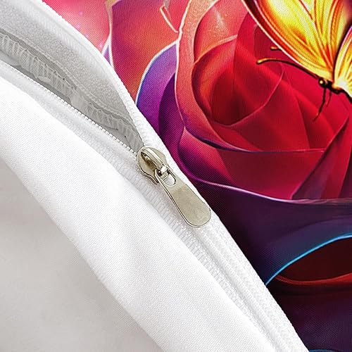 Miniatura 12 de AILONEN Juego de funda de edredón de rosa roja, tamaño King, juego de ropa de cama de delfín estrellado azul, funda de edredón romántica de San