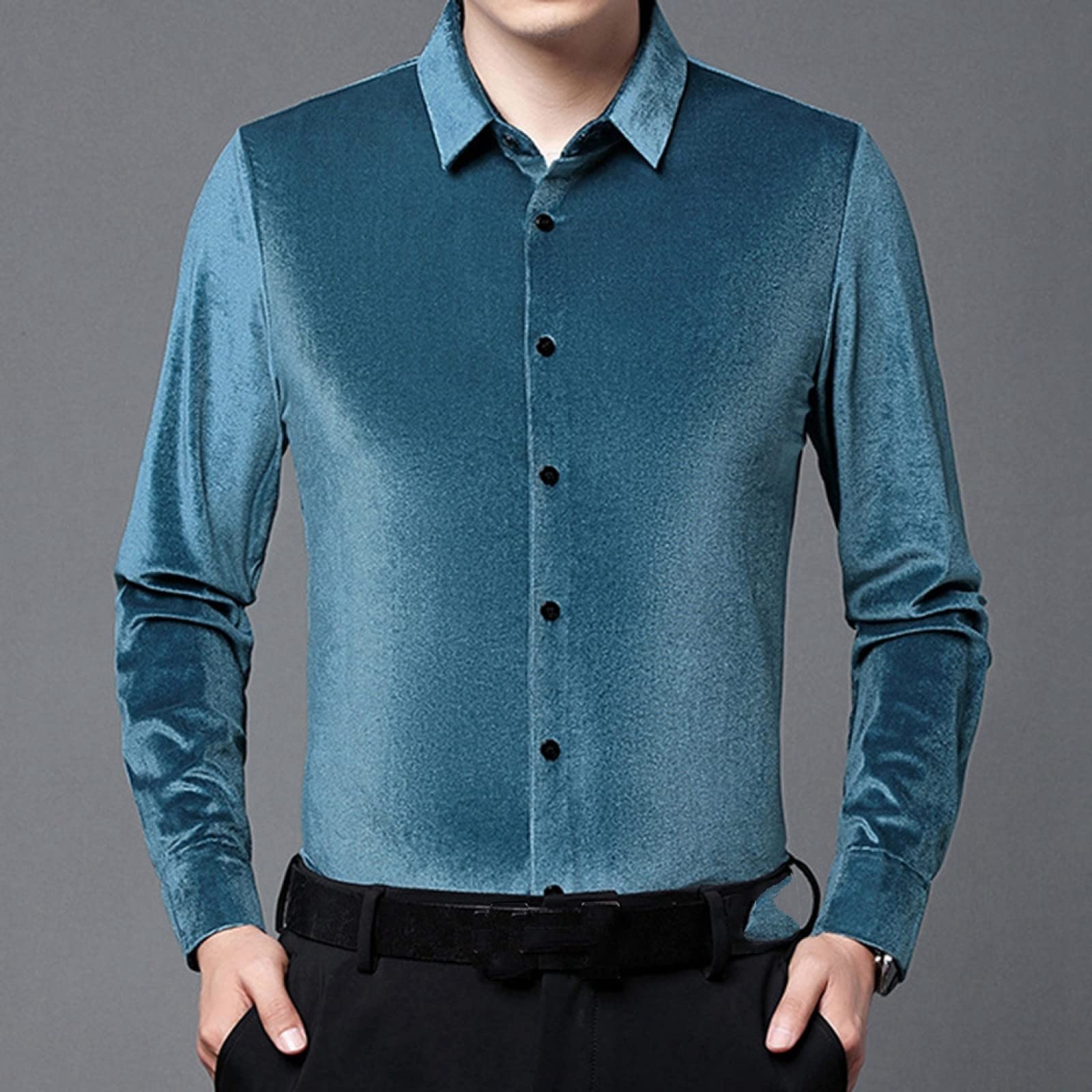 Chemise homme velours bleu idéale pour le style casual business