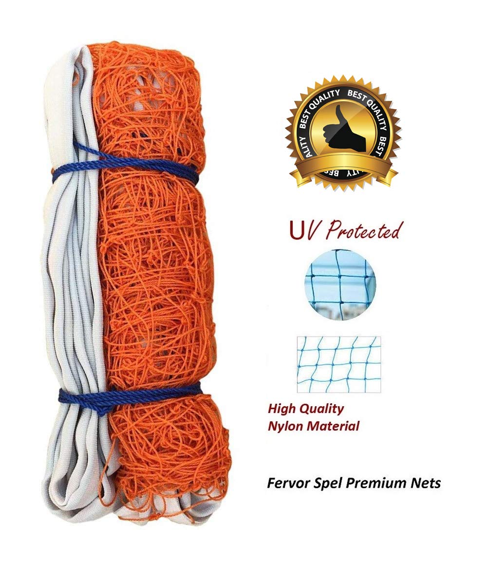 Fervor Spel Standard Size Volleyball Net - Orange, Multicolor 4