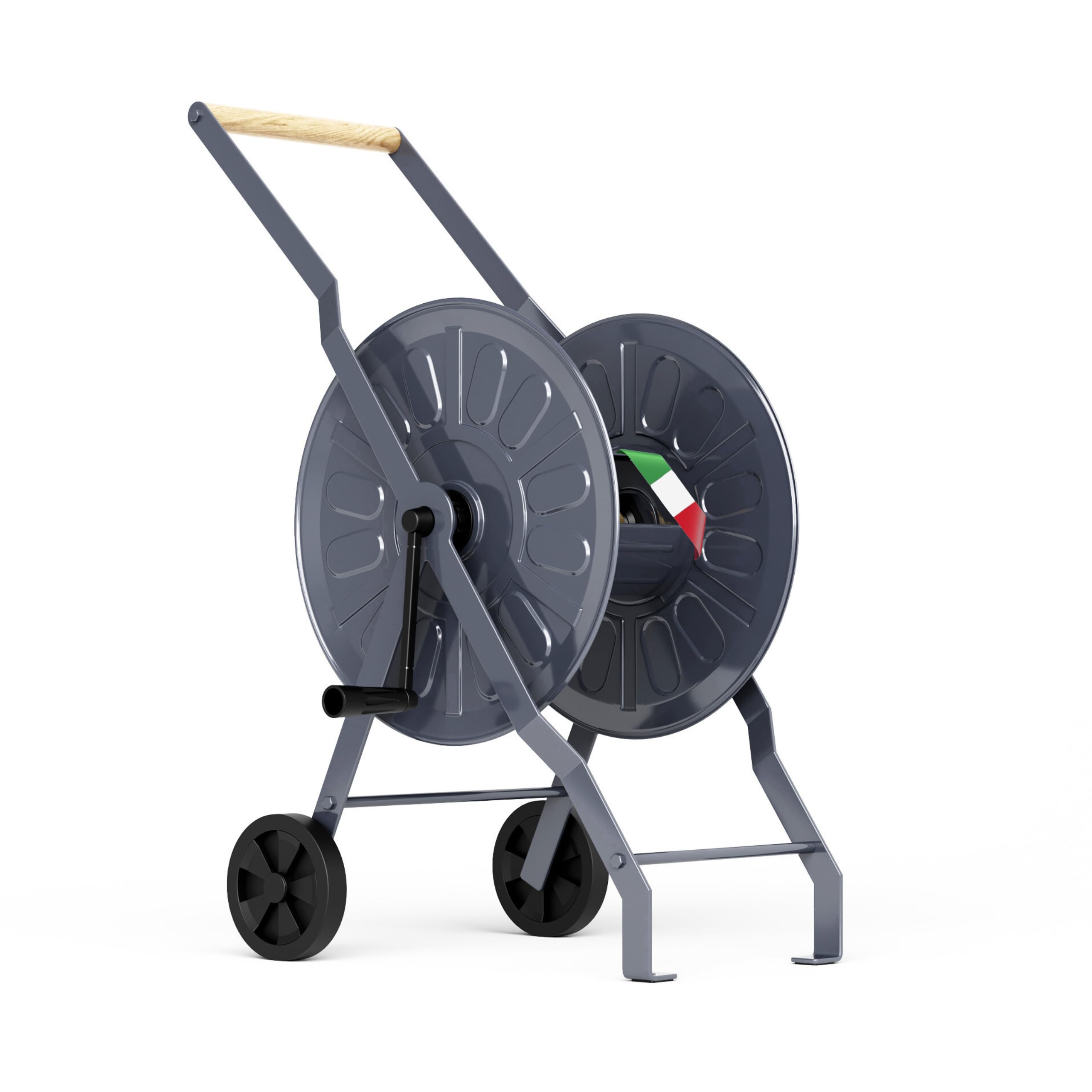 LIVLIG Carrello portatubo in metallo, carrello portatubo da giardino premium, avvolgitubo universale prodotto in Europa, tubo da giardino fino a 50 m, antracite