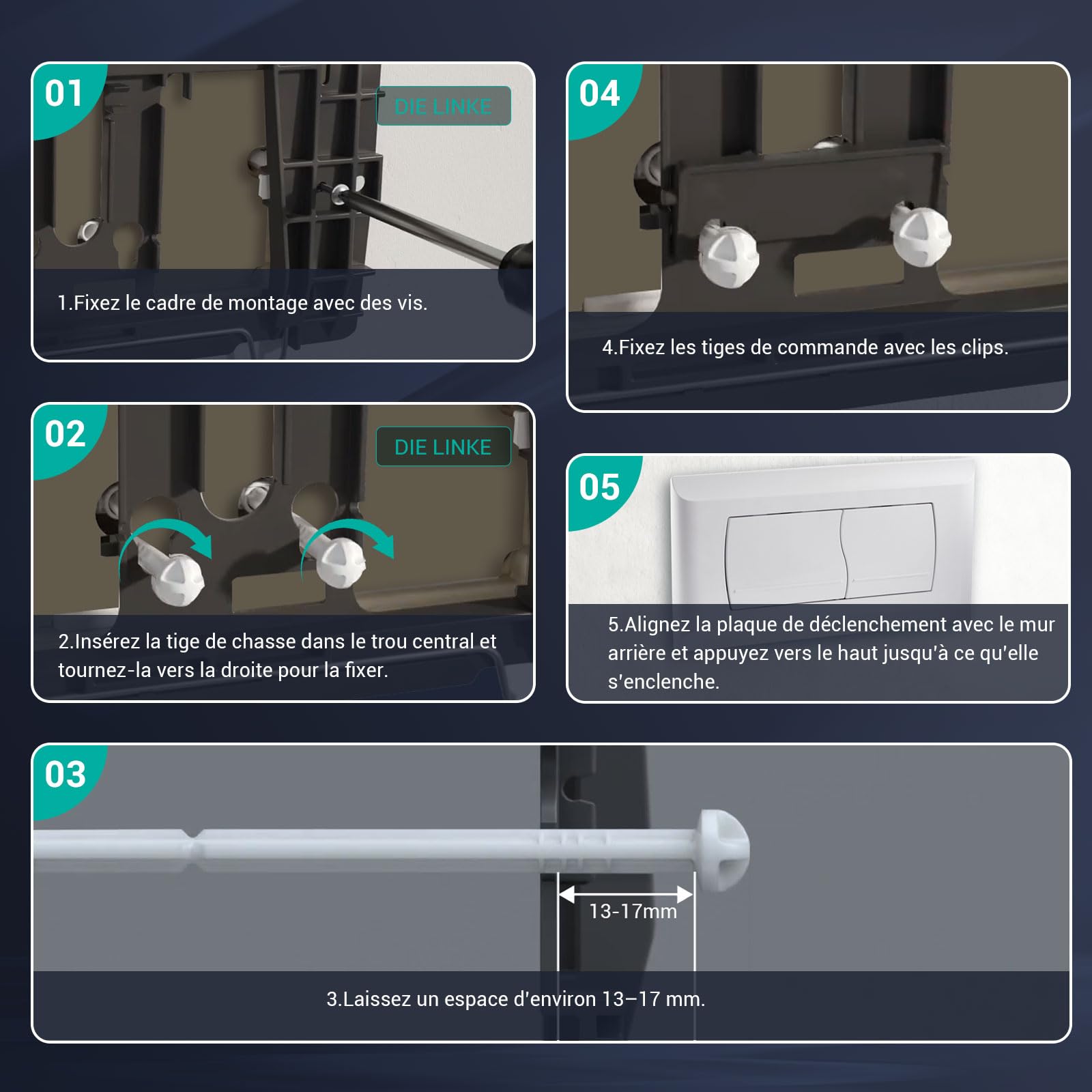 Empyreal Plaque de Déclenchement pour Réservoir de Toilette, Compatible avec Geberit Twinline 30&UP130, Double Chasse d'Eau, avec Kit d'Installation et Vis de Montage,340 x 185mm(Blanc)