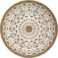 Prato Parede Decorativo Cerâmica Mandala Arabesco Marrom Inca com Suporte Diâmetro 20,5cm