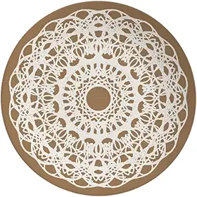 Prato Parede Decorativo Cerâmica Mandala Arabesco Marrom Inca com Suporte Diâmetro 20,5cm