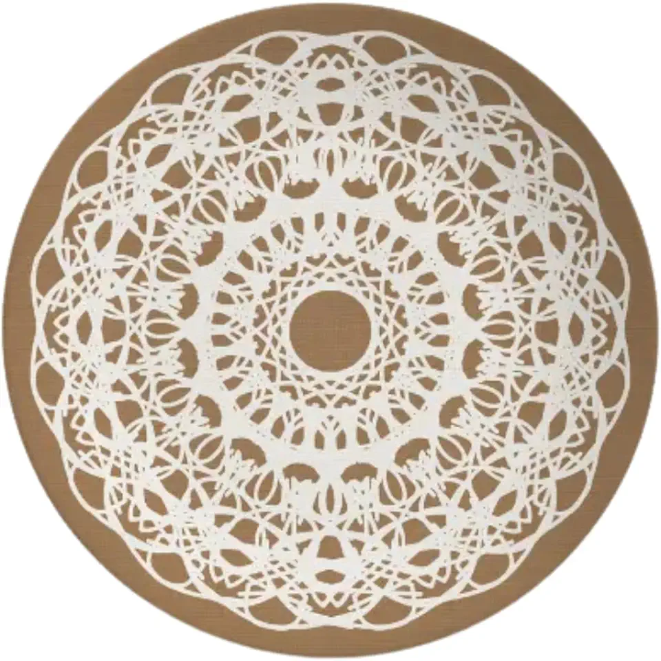 Prato Parede Decorativo Cerâmica Mandala Arabesco Marrom Inca com Suporte Diâmetro 20,5cm