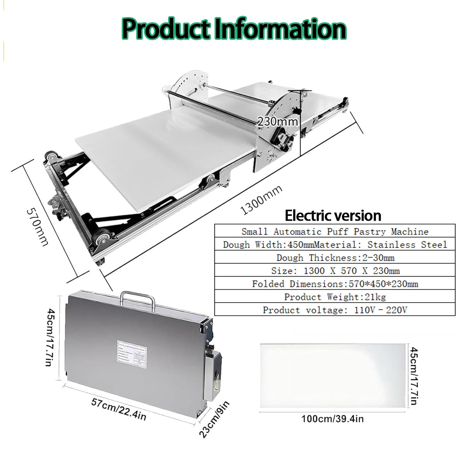 Máquina Laminadora De Masa Plegable De Acero Inoxidable Electric