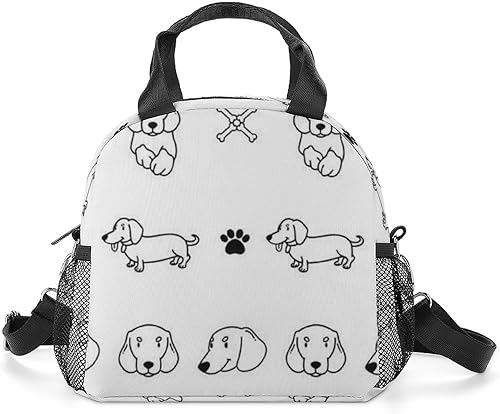 Miniatura 1 de DEVONWIDE Linda bolsa de almuerzo para perro salchicha para cachorros, reutilizable, hielera para mujeres, bolsa de almuerzo de gran capacidad con