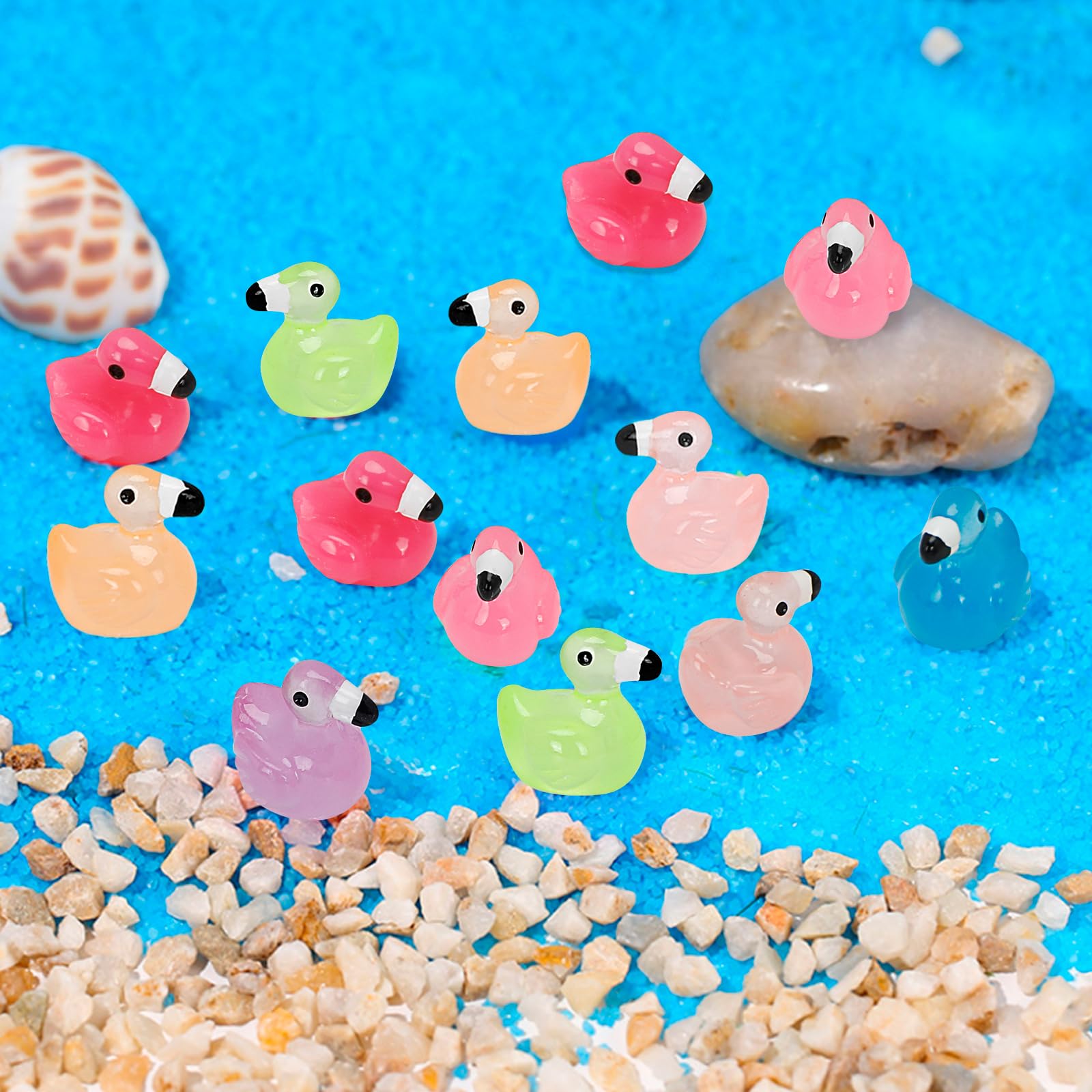 Zasukol 120pcs Mini Flamingo Resin Ducks - Rose Red & Luminous, 0.6 Inch For Crafts & Decor - View #11