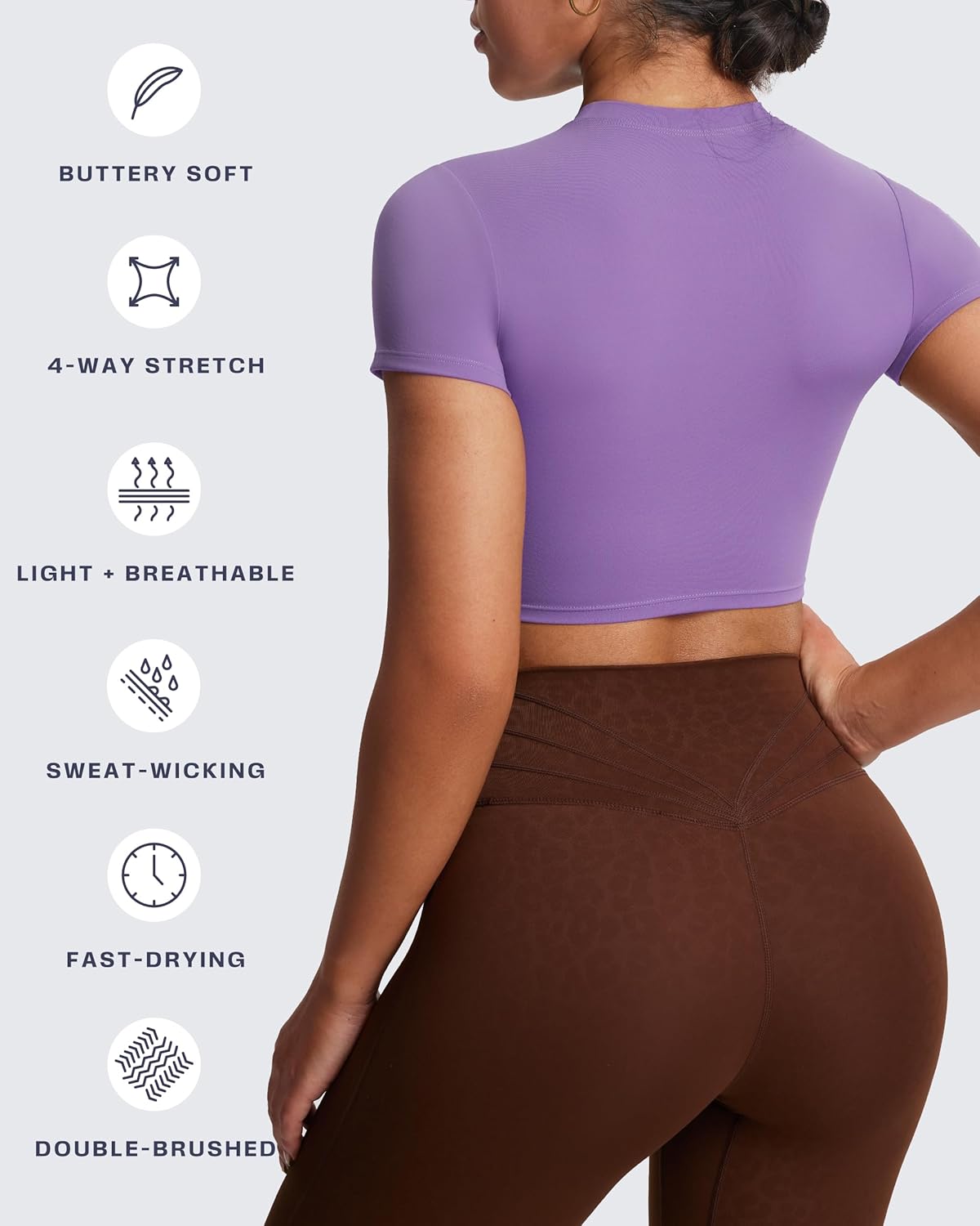 Aoxjox Short Sleeve Crop Tops for Women Classic Longline Baby Tee Workout T Shirt Top - Image 5