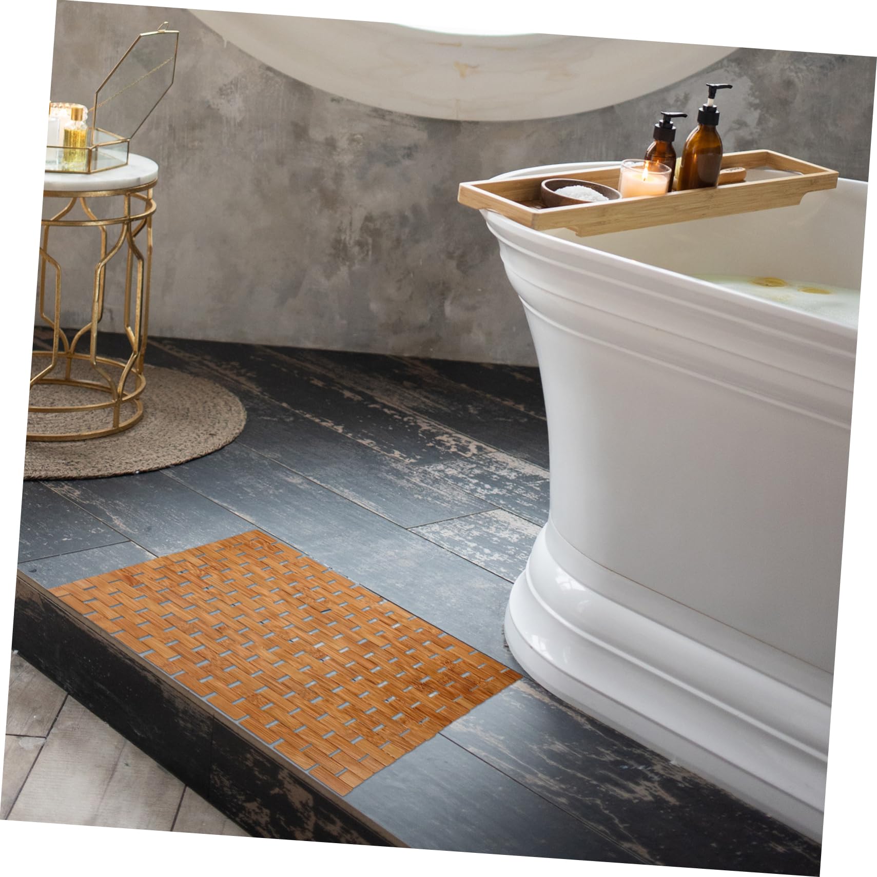 Cabilock Alfombrilla de Baño en Color Caqui de Bambú Antideslizante Superficie Lisa, Alfombra Absorbente para Hotel y Baño