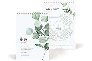 Bliss Collections Undated Habit Tracker Calendar Notepad: 12-Month, Gold Spiral Bound Motivational...