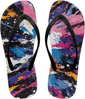 Womens Flip-Flops Colorful Patterns Slippers Womens Casual Sandals Indoor Outdoor