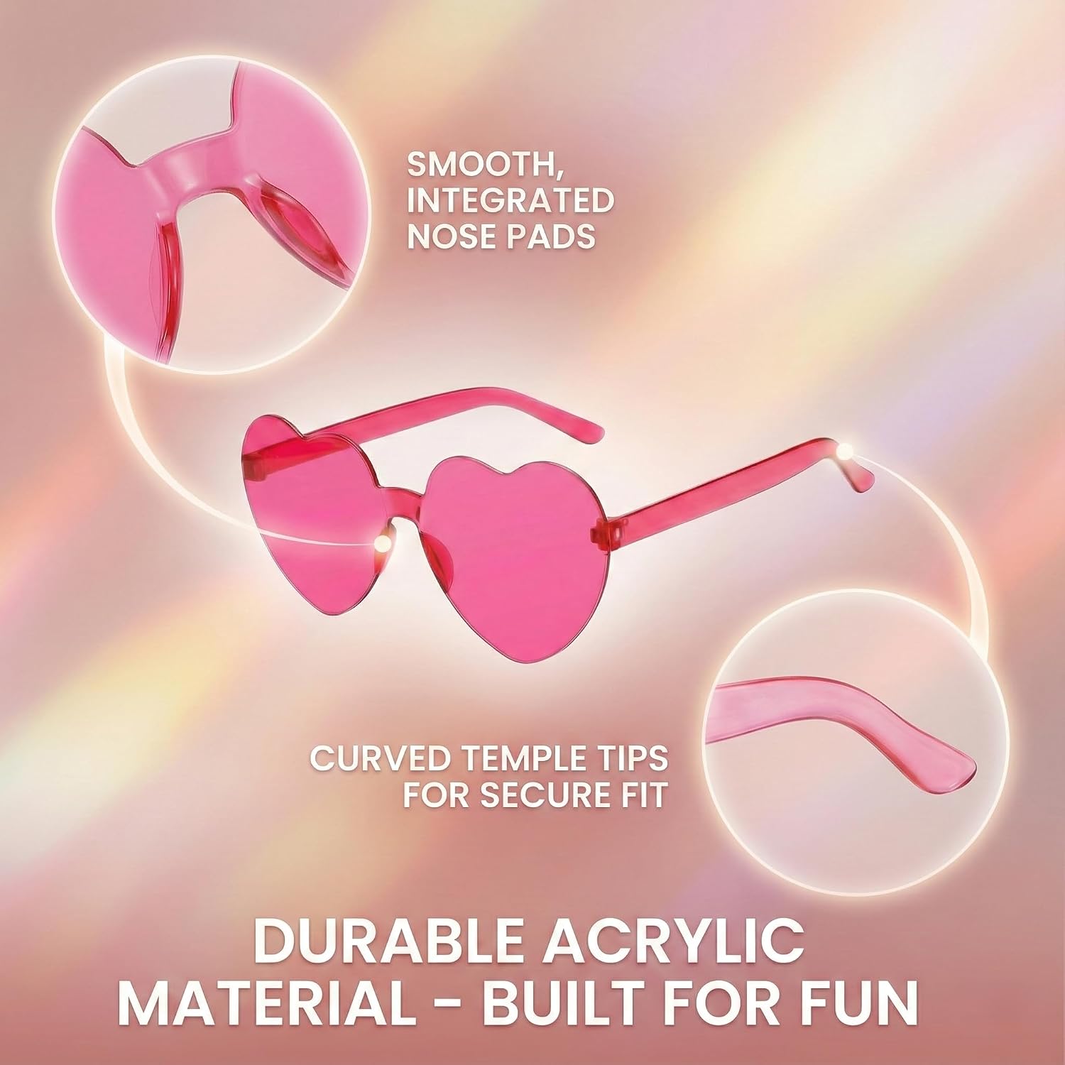 2 Pack Heart Sunglasses for Women Heart-Shaped Glasses Accessories Neon 80s Style Shades Trendy Heart Glasses