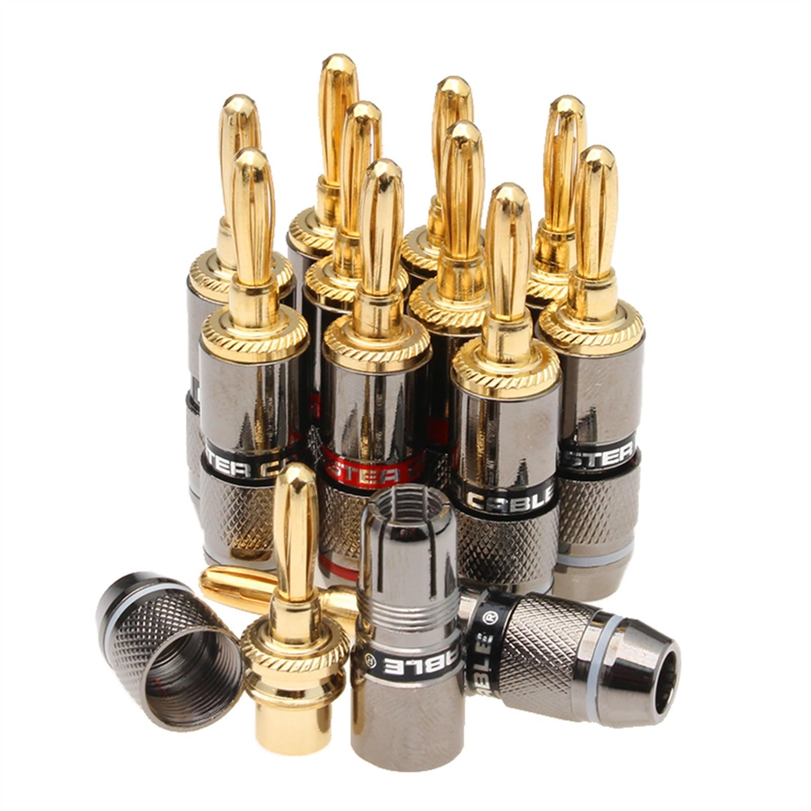 8/12 szt. głośnik wtyczka bananowa 24 K pozłacana miedziana adapter do głośników wideo terminal bananowy (12 szt.)
