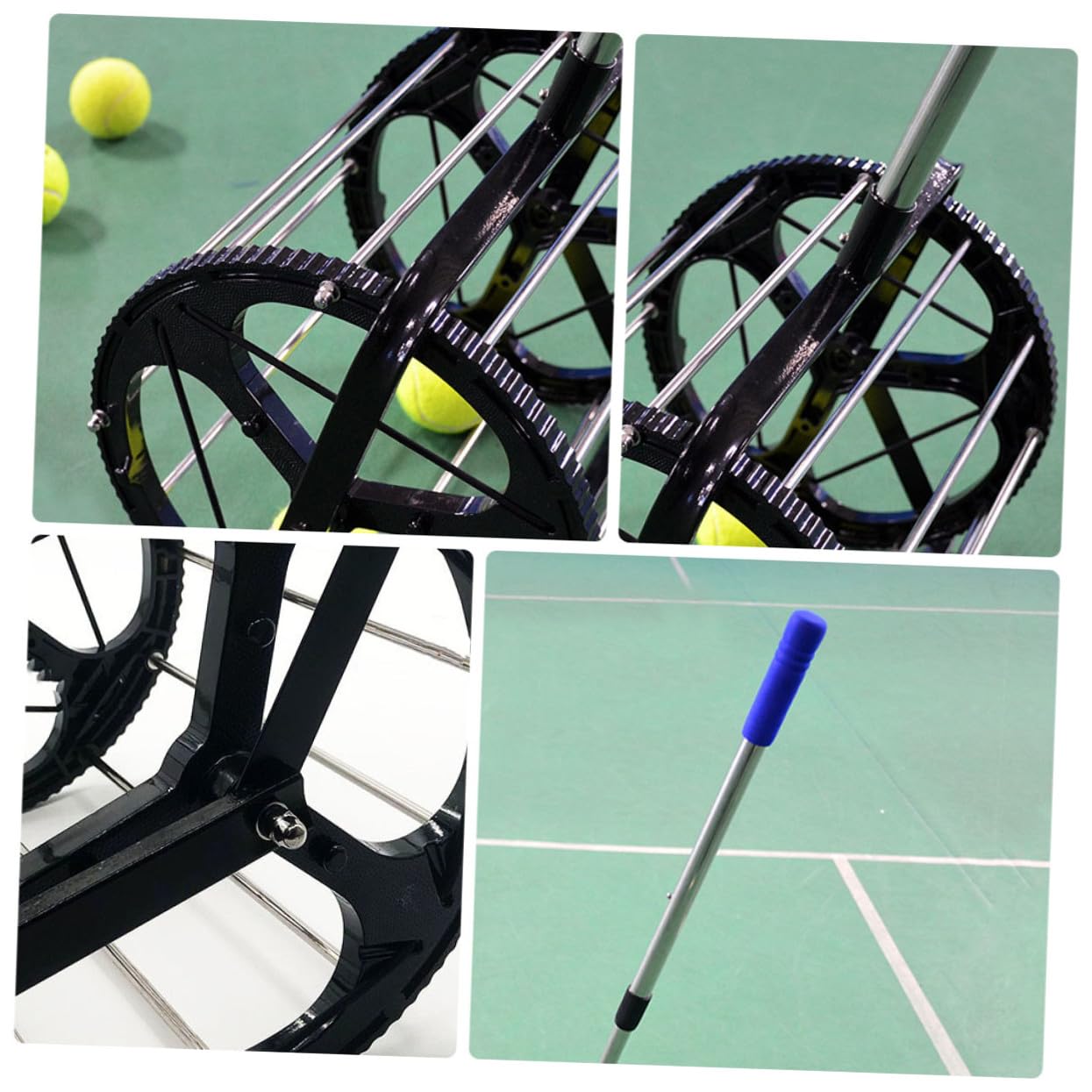 Raccoglipalle da Tennis Regolabile, capacità 55 Palline, Raccolta | Nailon e Metallo, Rotelle Fluide, Leggero e Portatile, per Tornei e Allenamento
