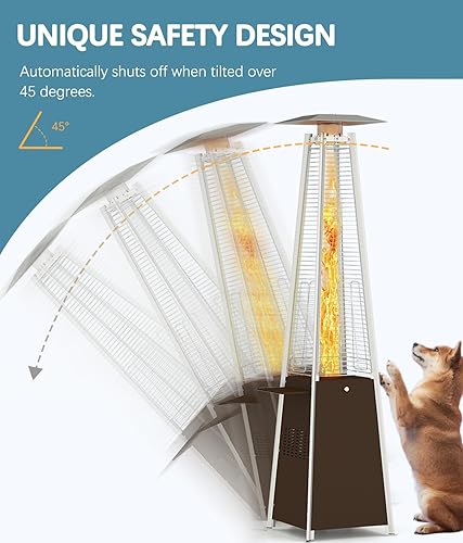 Miniatura 3 de Pyramid - Calentador de patio, 48,000 BTU para exteriores con mesa desmontable, ruedas desmontables, cubierta protectora para terraza al aire libre,
