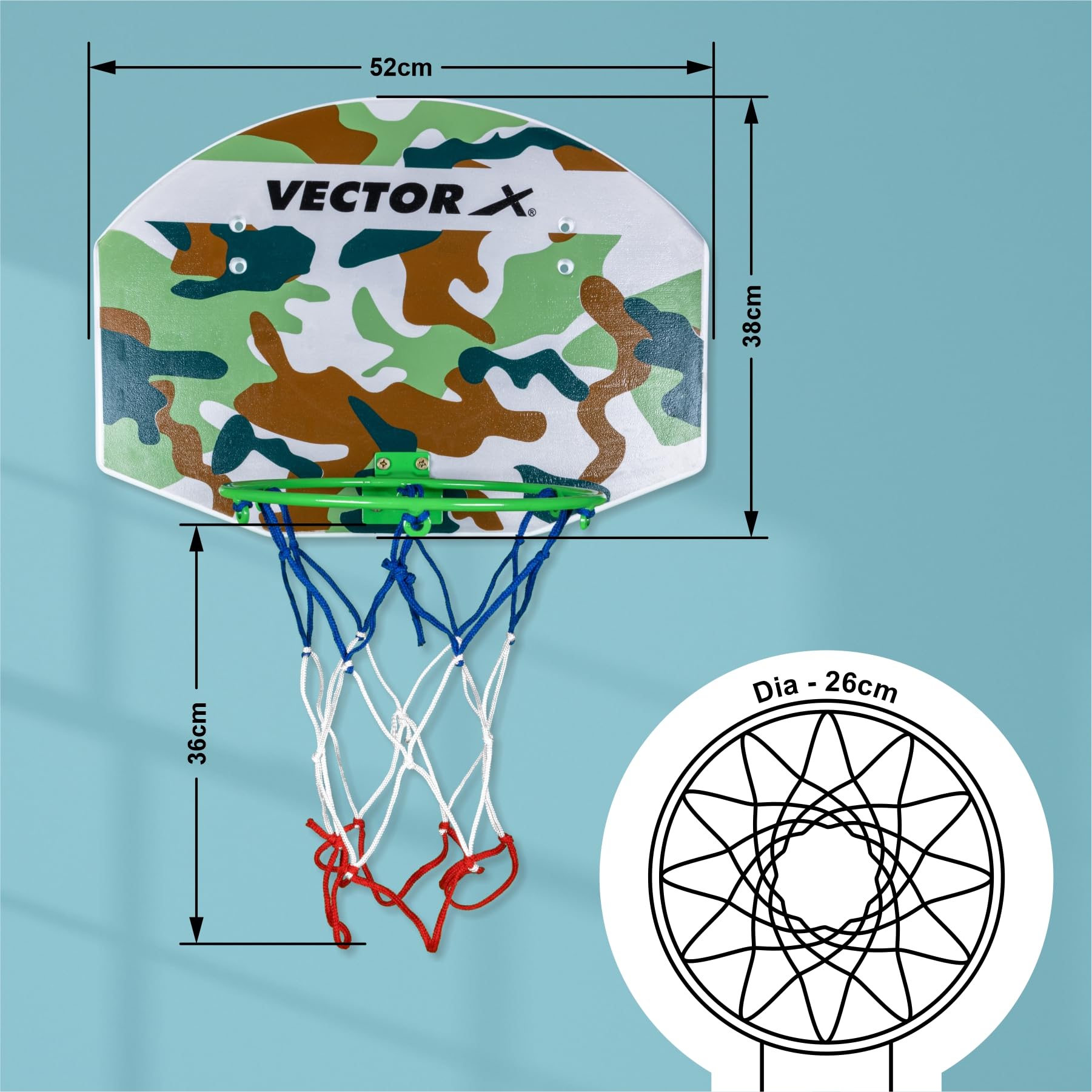Vector X Basketball Board for Outdoor Wall Mountable 5 No Basket Ball Ring Hoop with Net for Kids, Men, Adults -Medium Size 3