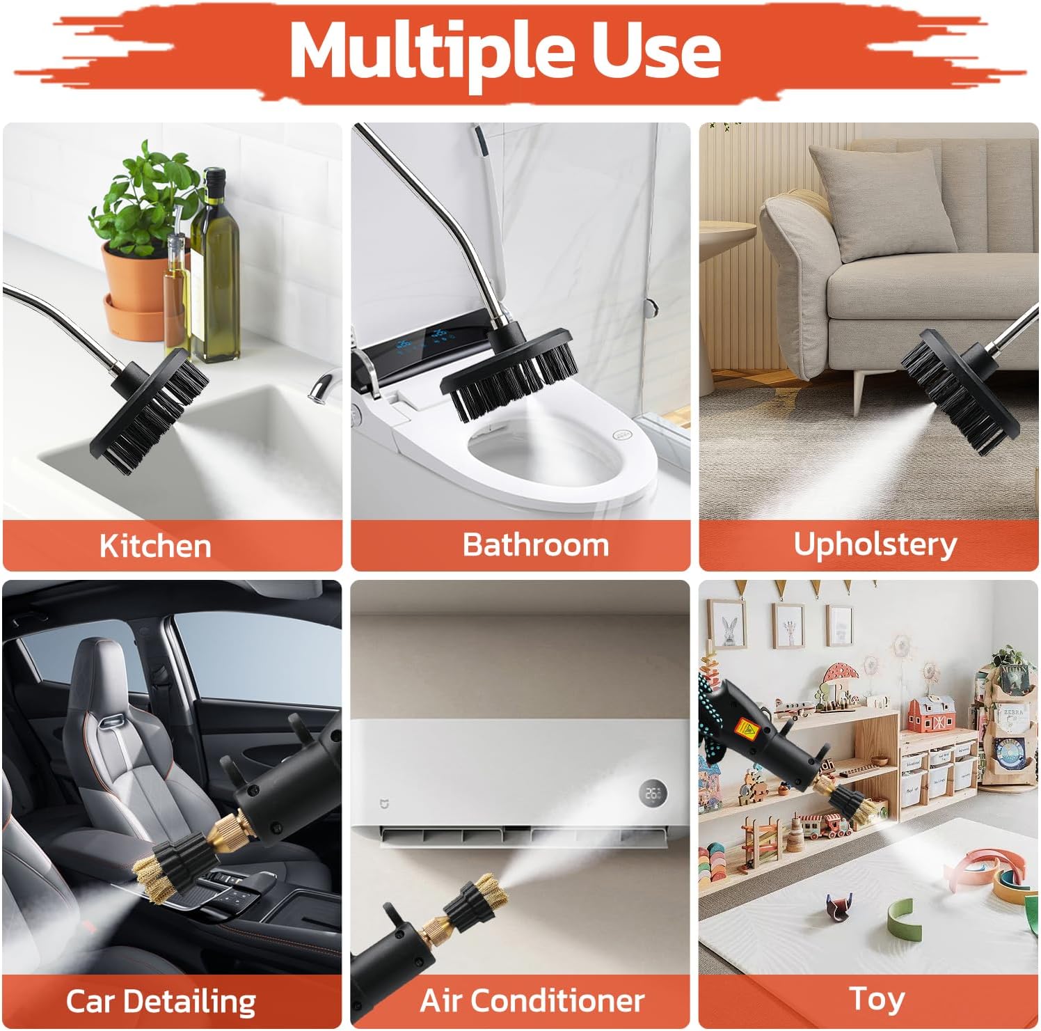 2500W High Pressure Handheld Steamer,1500ml Steam Cleaner for Cleaning,Portable Steam Cleaner for Home Use High-Temperature Steamer Cleaner for Car Detailing, Kitchen, Bathroom,for Home Shower All Surfaces (Cream)