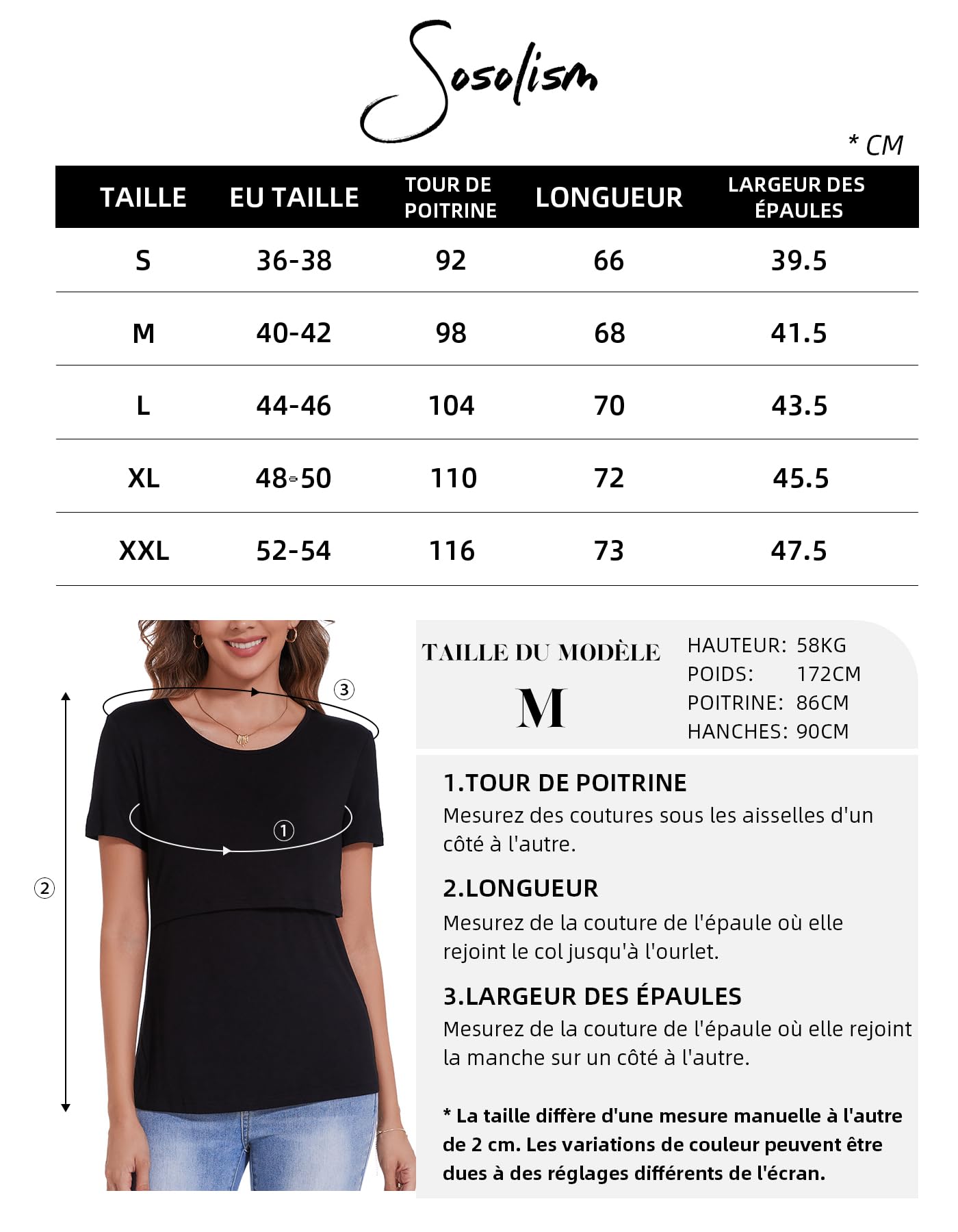 Sosolism Lot de 3 T-Shirts d'allaitement à Manches Courtes pour l'Été Shirts Décontractés pour Femmes Enceintes et Postpartum