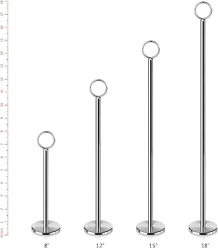 New Star Foodservice 23244 Steel Ring-Clip Table Number Holder/Number Stand/Place Card Holder, Set of 12, 12-Inch