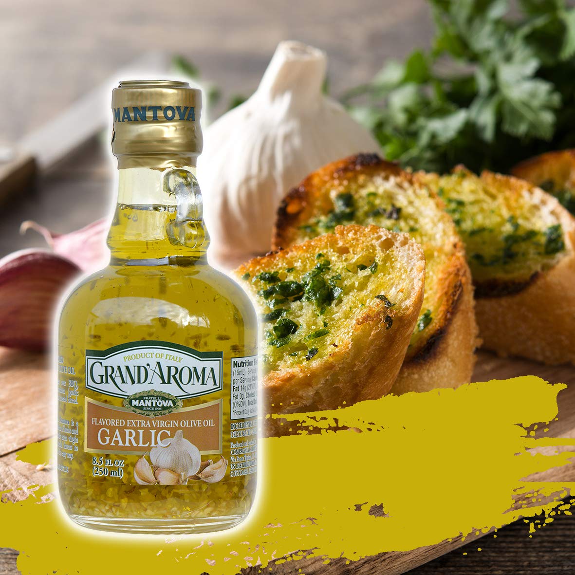 8.5 Oz Garlic Grand'aroma Flavored Extra Virgin Olive Oil (Pack of 2) 8 8.5 Oz Garlic Grand'aroma Flavored Extra Virgin Olive Oil (Pack of 2)