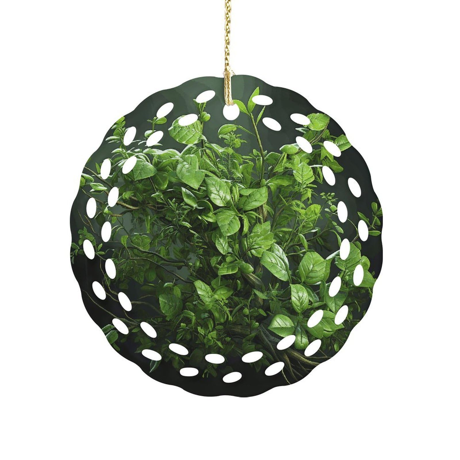 Fekiloot Women's Style Green Leaves Ceramic Ornaments 3 Inch Round,Holiday Keepsake For ,Girls,Pet Owners,Hanging Ornament Gifts Idea For Home