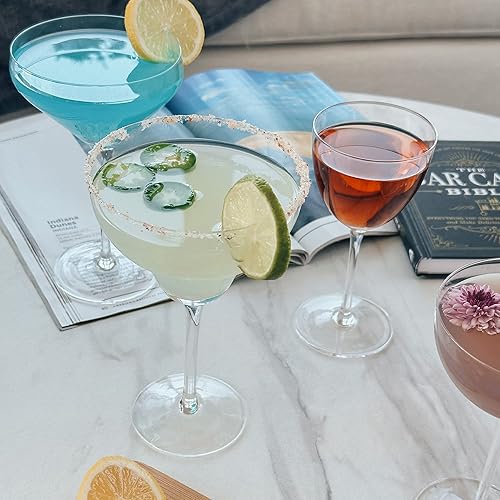 Miniatura 24 de MORA PURE - Juego de 4 vasos de margarita modernos de 12 onzas para Martini, Daiquiri congelado, fiestas tropicales de verano, vasos clásicos