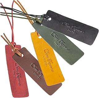 [Dom Teporna] しおり 本革 イタリアンレザー 紐付き ブックマーク おしゃれな読書に ブックマーカー 栞 5点セット ブラウン グリーン ブラック ダークブラウン レッド